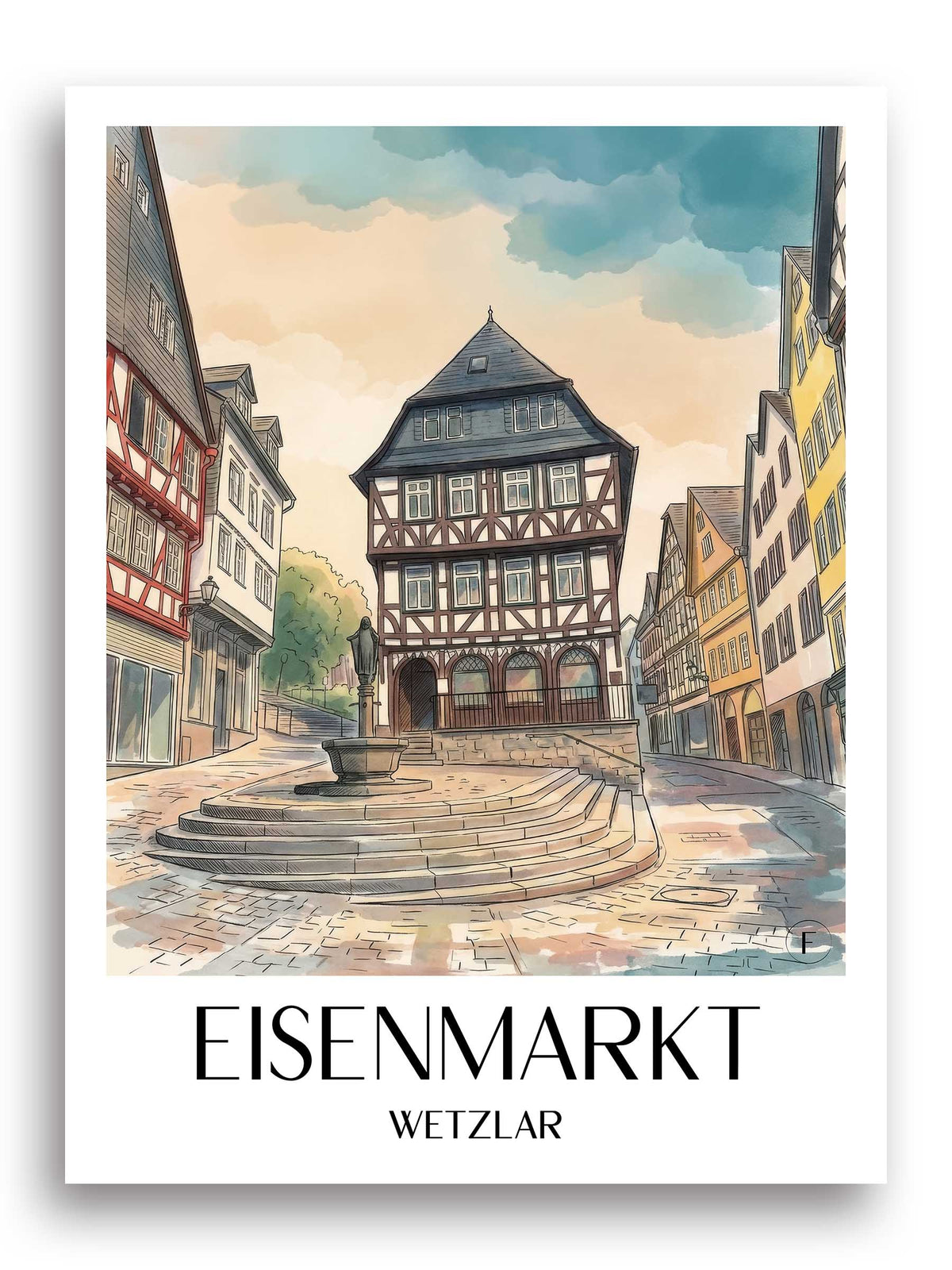 eisenmarkt-wetzlar-deutschland-poster-aquarell