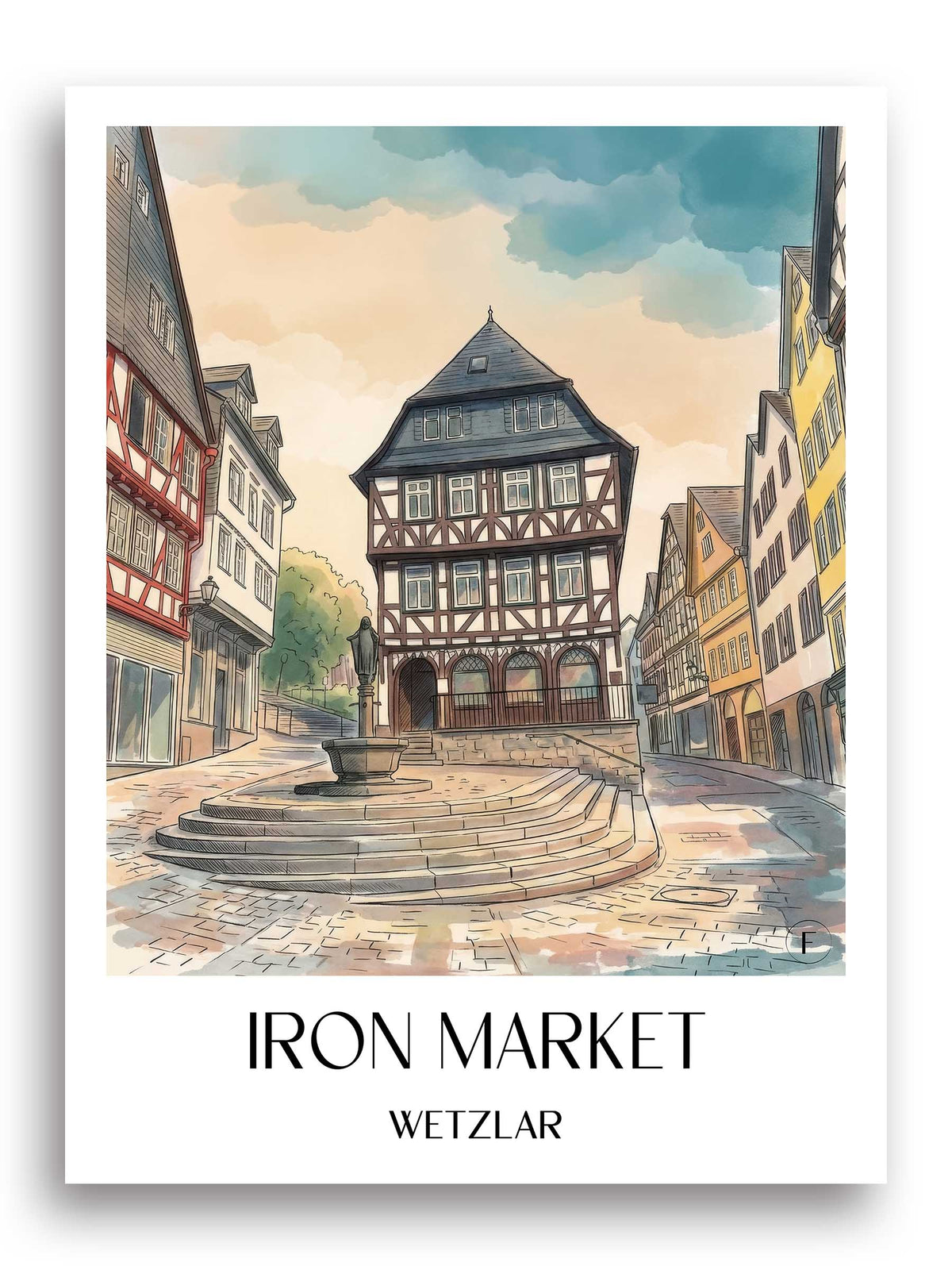 Eisenmarkt Poster - Wetzlar - Deutschland Kunstdruck - Aquarell von A4 bis A1 - favplace