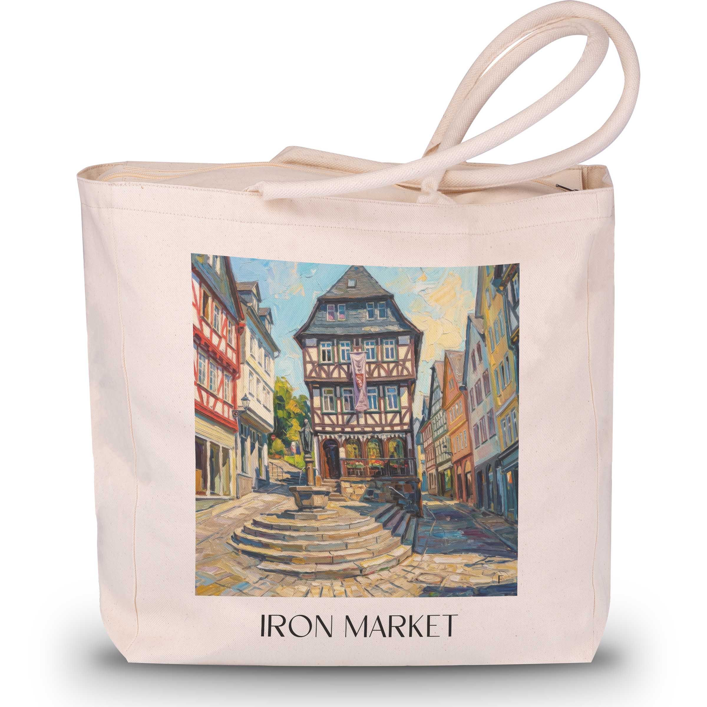Eisenmarkt Shopping Tasche - Wetzlar - Deutschland Tote Bag - Einkaufstasche im Ölgemälde Stil - favplace