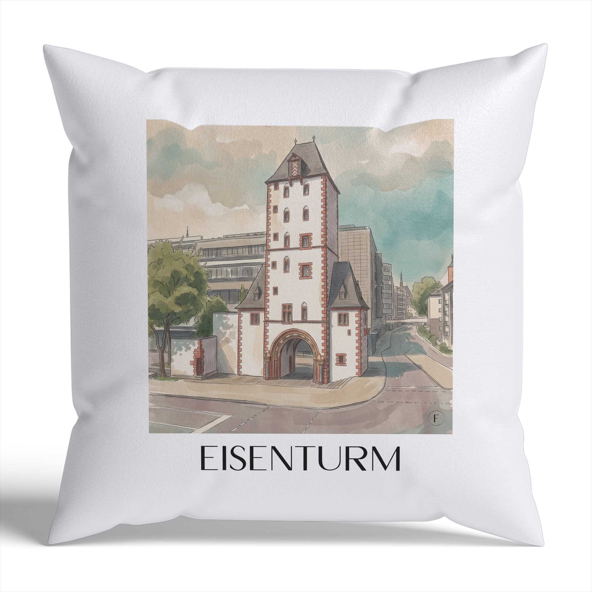 eisenturm-mainz-deutschland-kissenbezug-aquarell