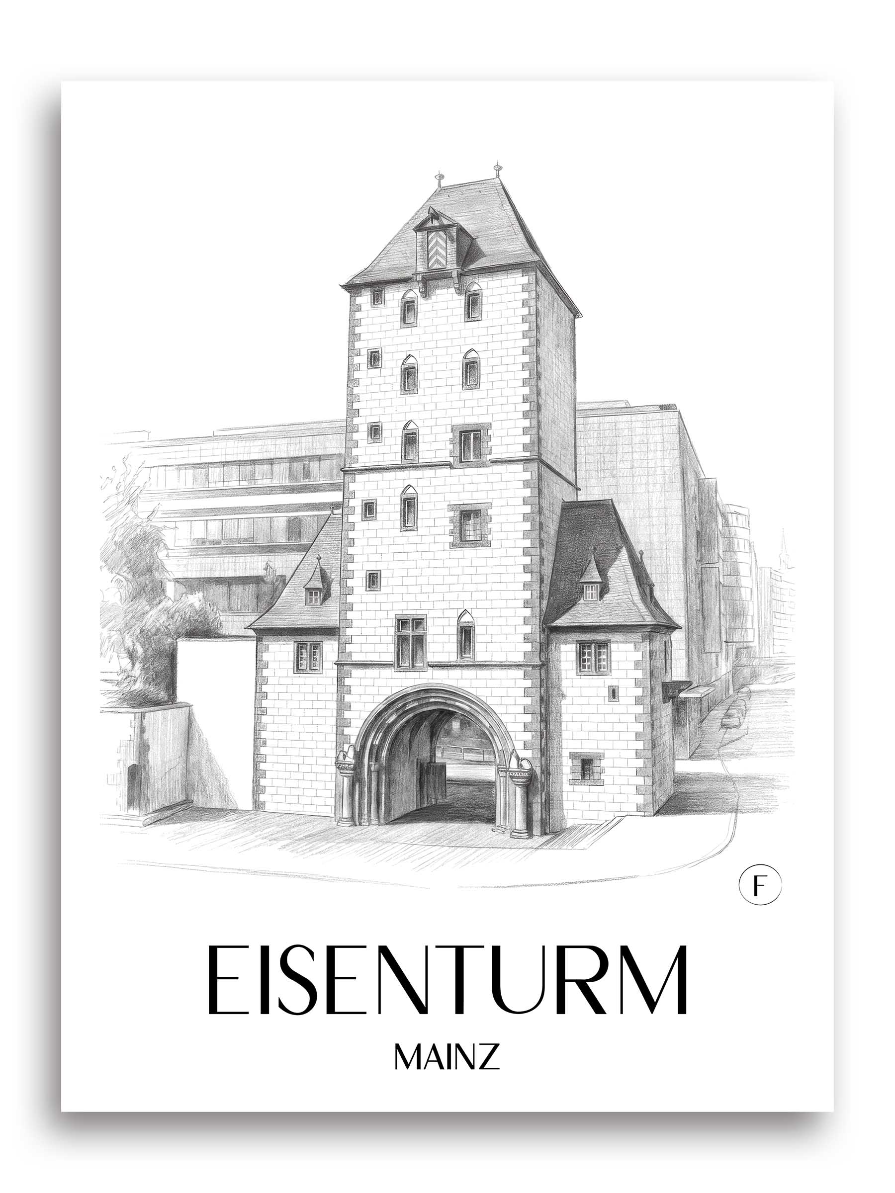 eisenturm-mainz-deutschland-poster-bleistift-zeichnung-drawing