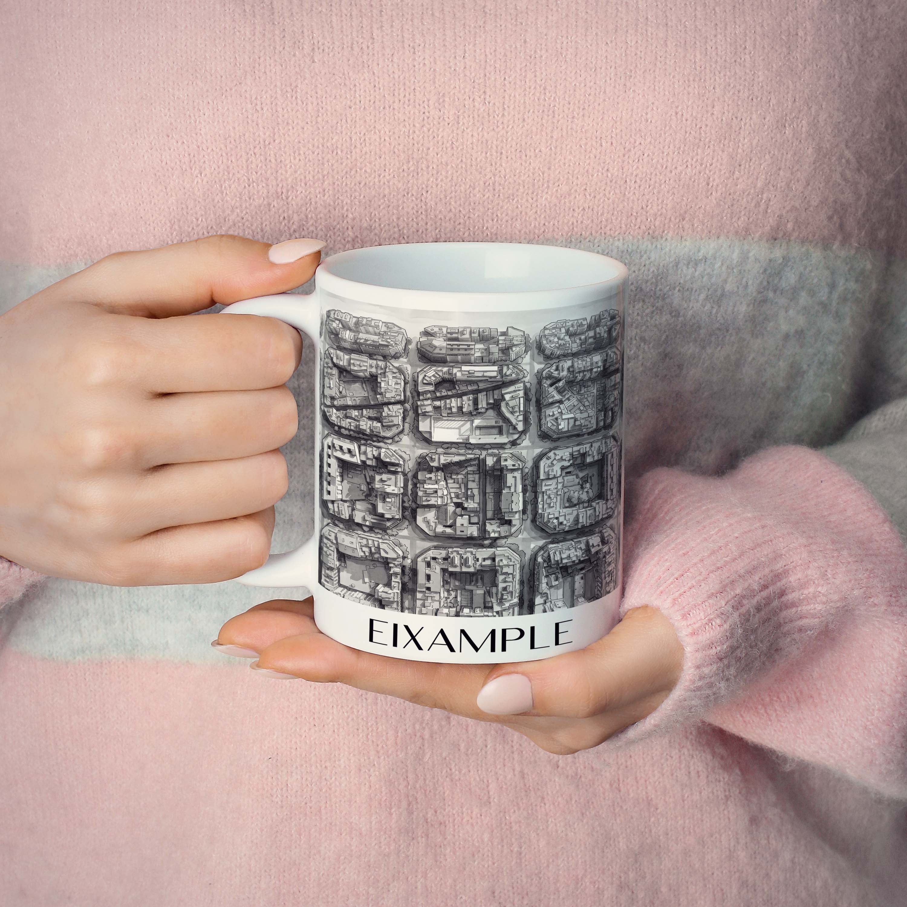 eixample-barcelona-spanien-kaffeebecher-aquarell-schwarz-weiss