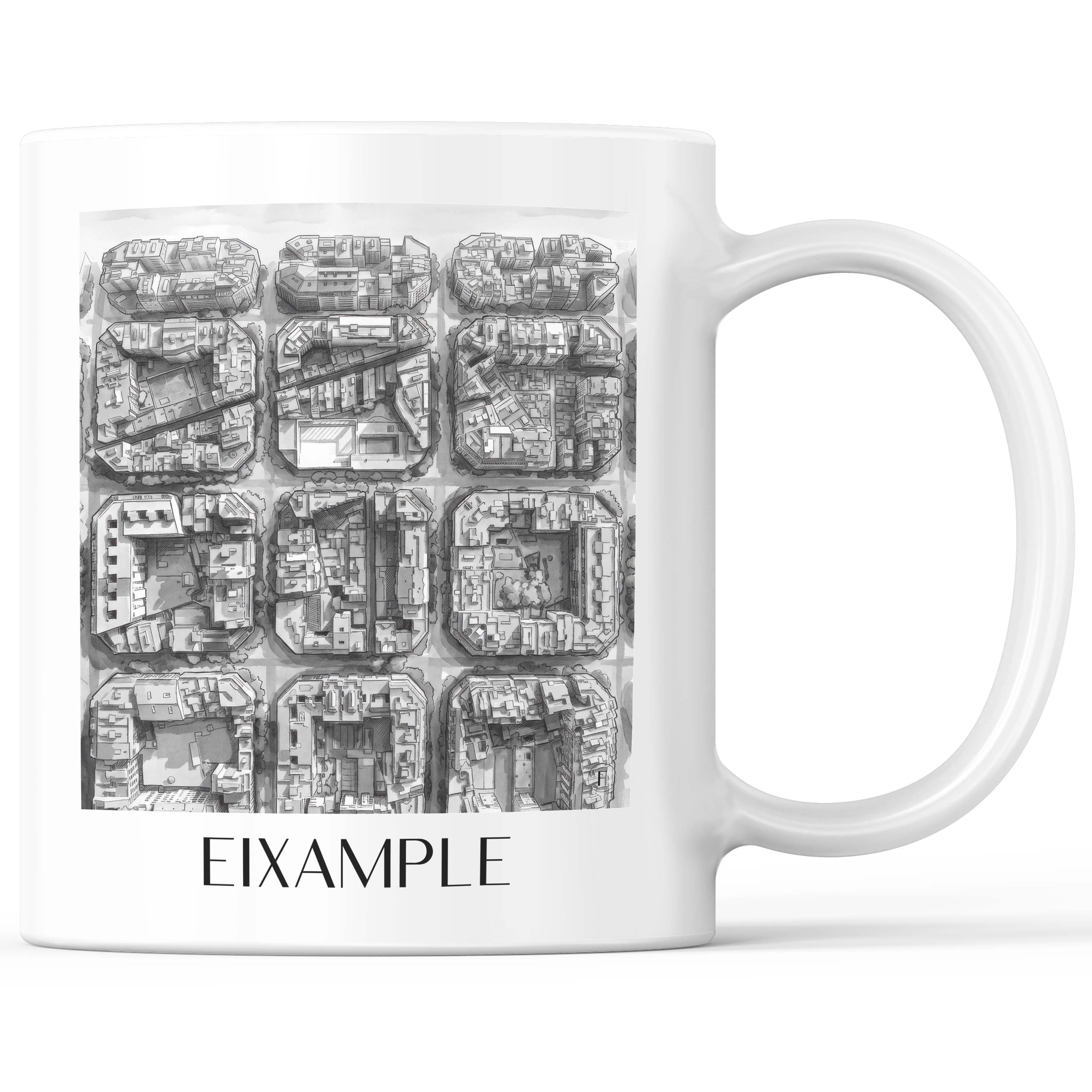 Eixample Kaffeebecher - Barcelona - Spanien Becher - Kaffeetasse im Aquarell Schwarz-Weiß Stil - favplace