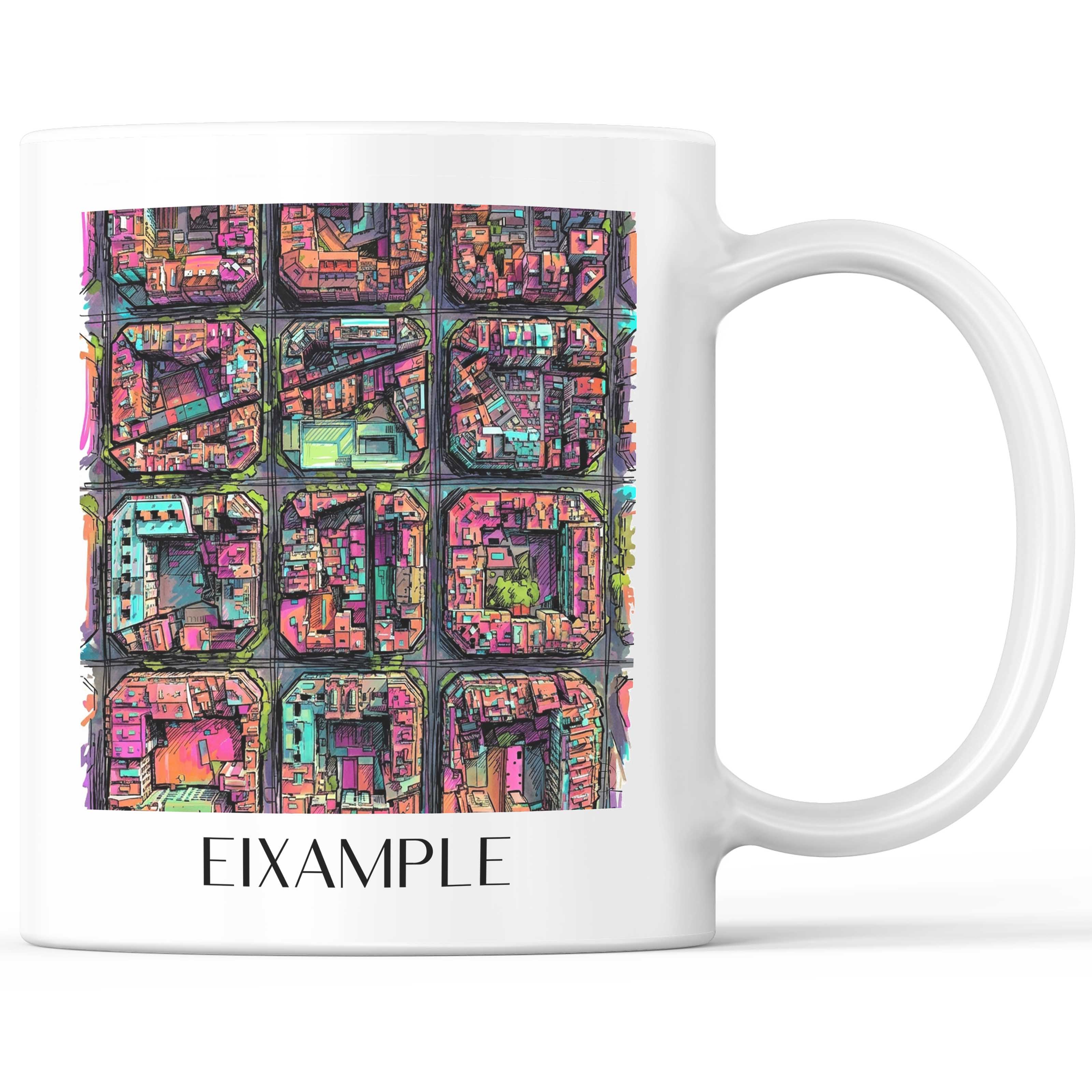 Eixample Kaffeebecher - Barcelona - Spanien Becher - Kaffeetasse im Tag Graffiti Stil - favplace