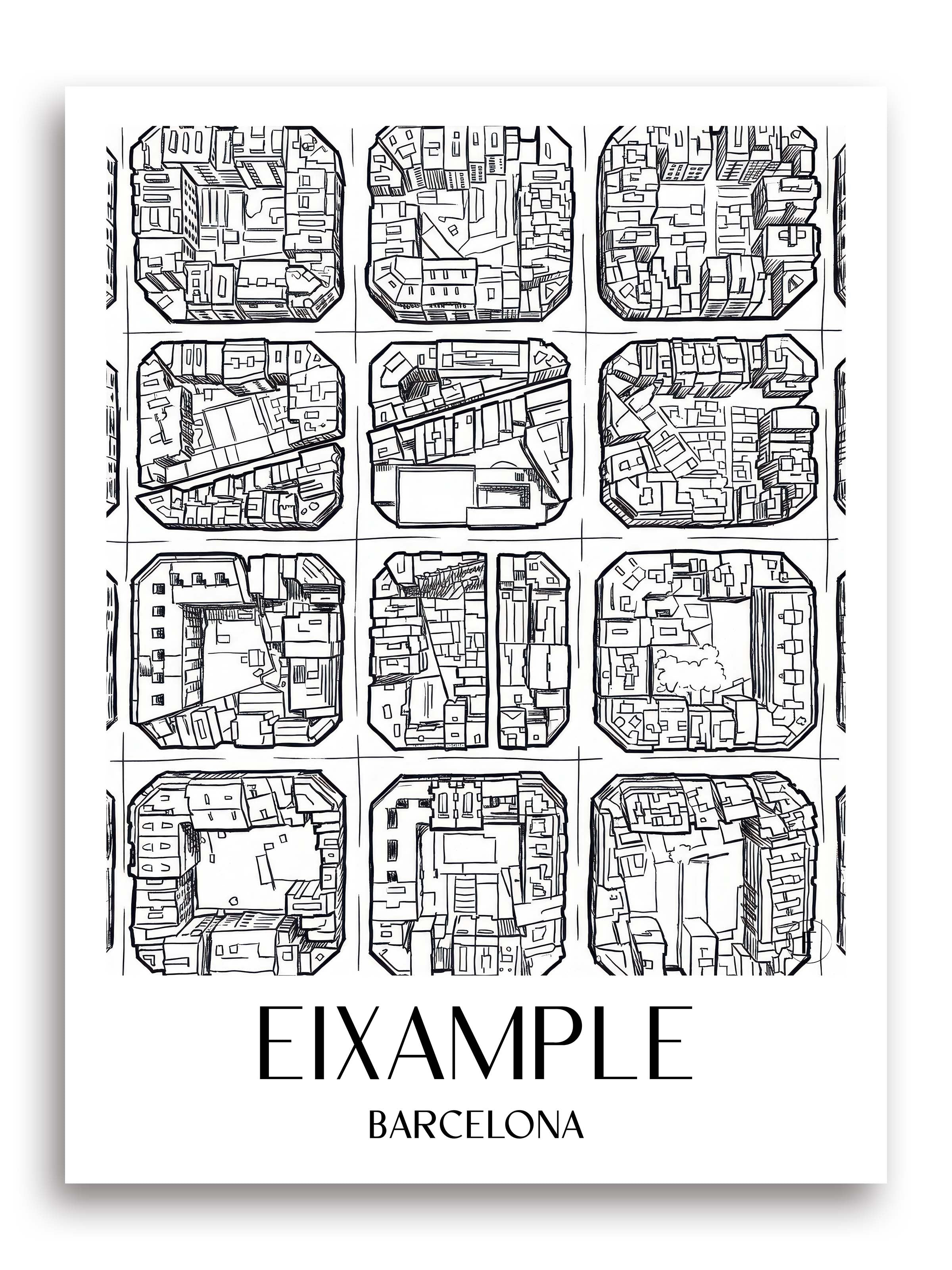 Eixample Poster - Barcelona - Spanien Kunstdruck - Skizze von A4 bis A1 - favplace