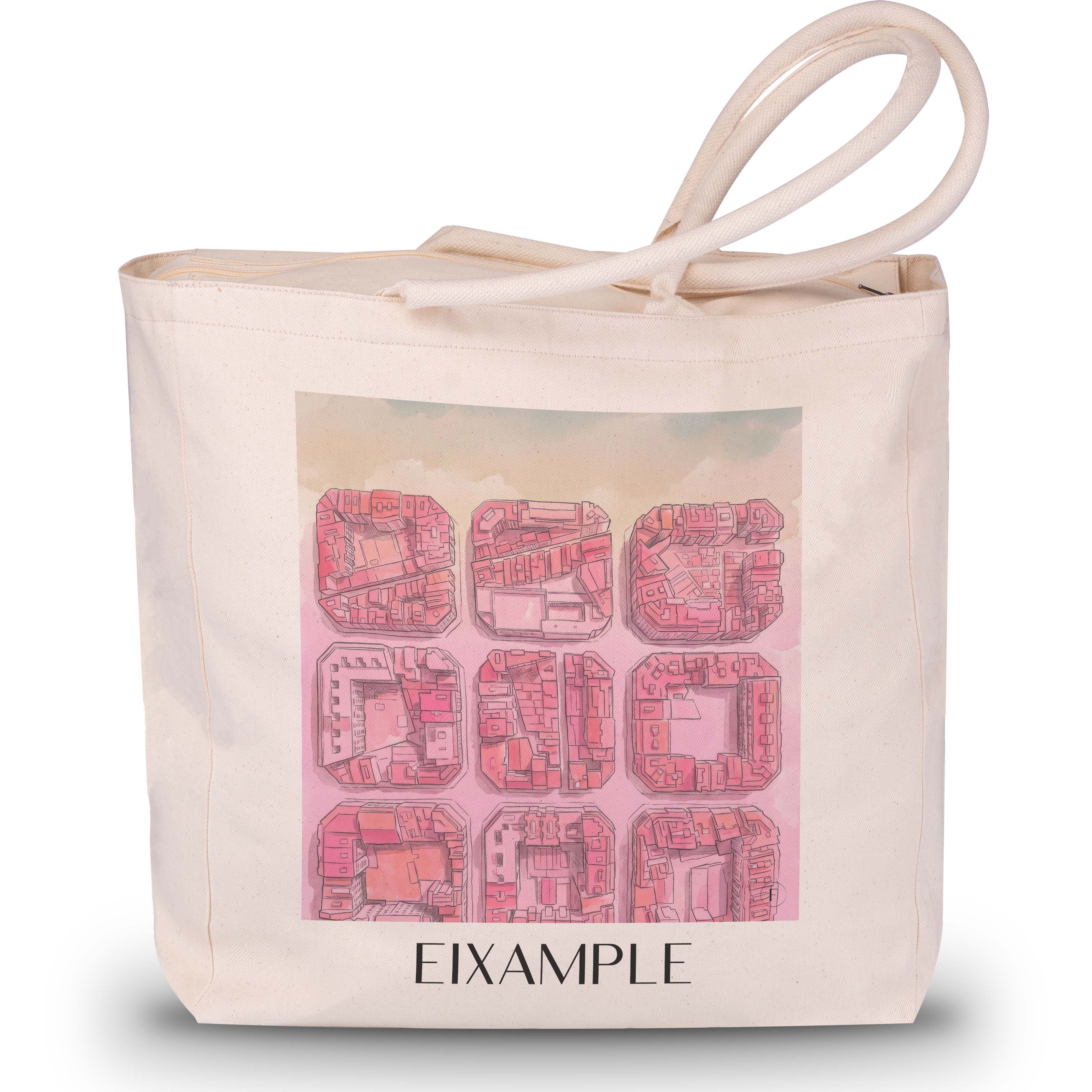eixample-barcelona-spanien-einkaufstasche-aquarell-pink-rosa