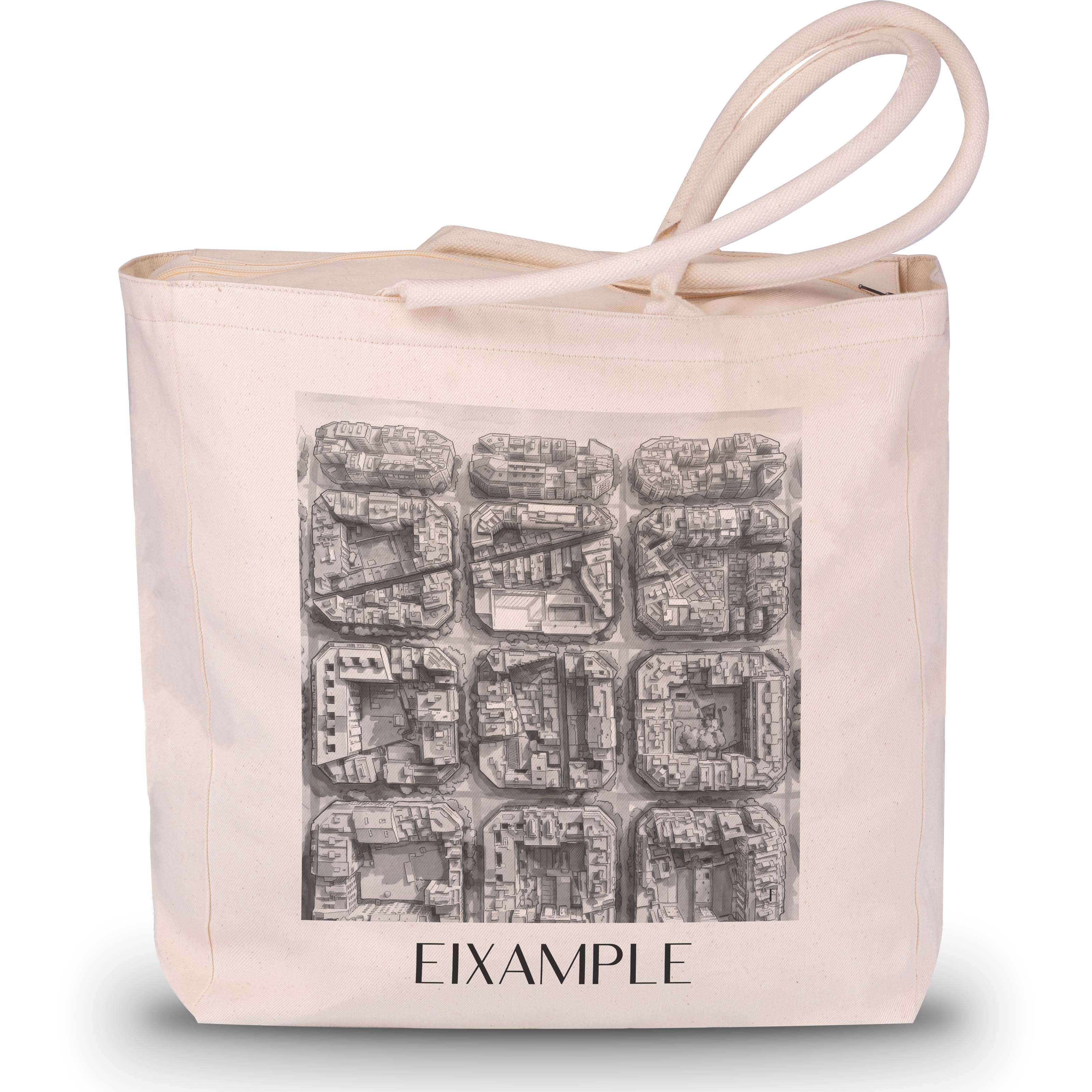 Eixample Shopping Tasche - Barcelona - Spanien Tote Bag - Einkaufstasche im Aquarell Schwarz-Weiß Stil - favplace