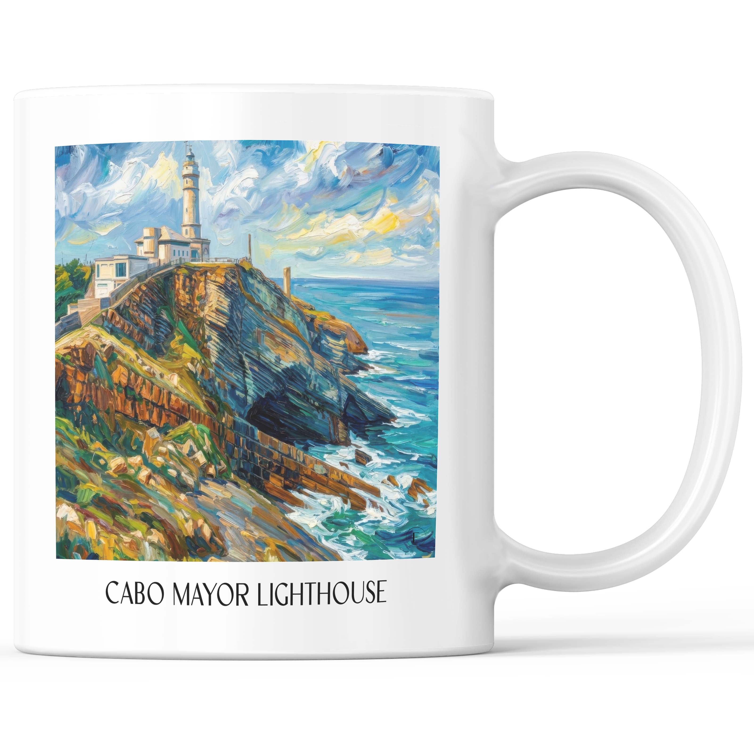 El Faro de Cabo Mayor Kaffeebecher - Santander - Spanien Becher - Kaffeetasse im Ölgemälde Stil - favplace