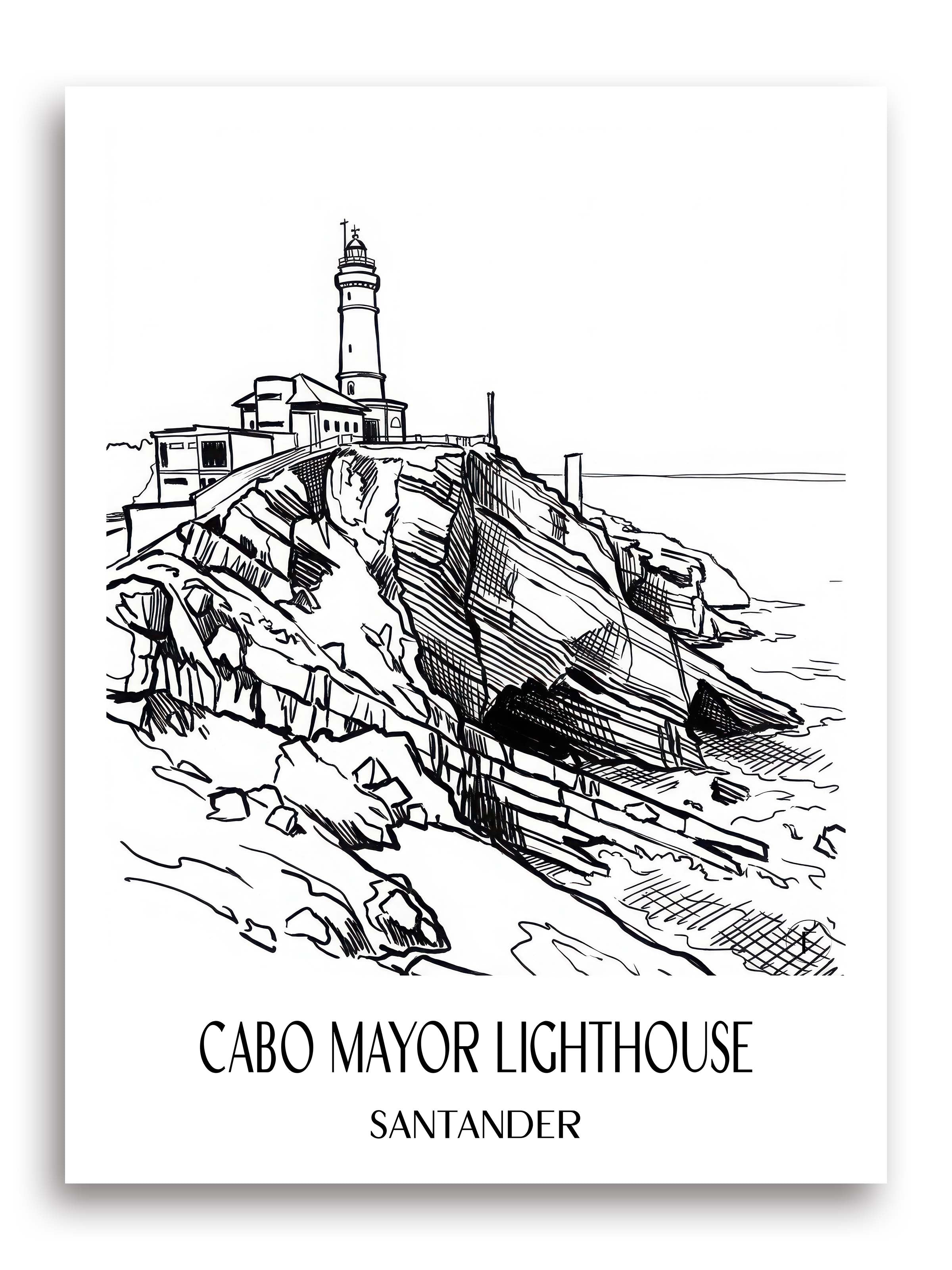 El Faro de Cabo Mayor Poster - Santander - Spanien Kunstdruck - Skizze von A4 bis A1 - favplace