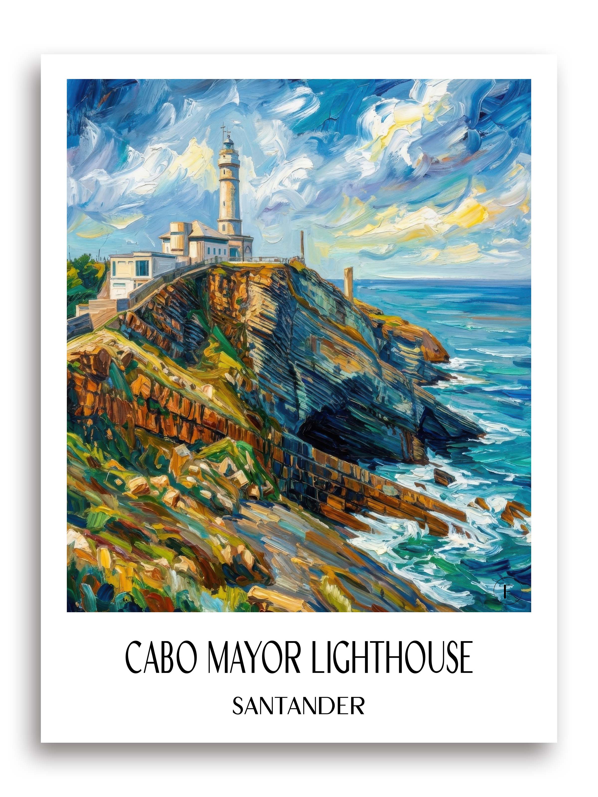 El Faro de Cabo Mayor Poster - Santander - Spanien Kunstdruck - Ölgemälde von A4 bis A1 - favplace