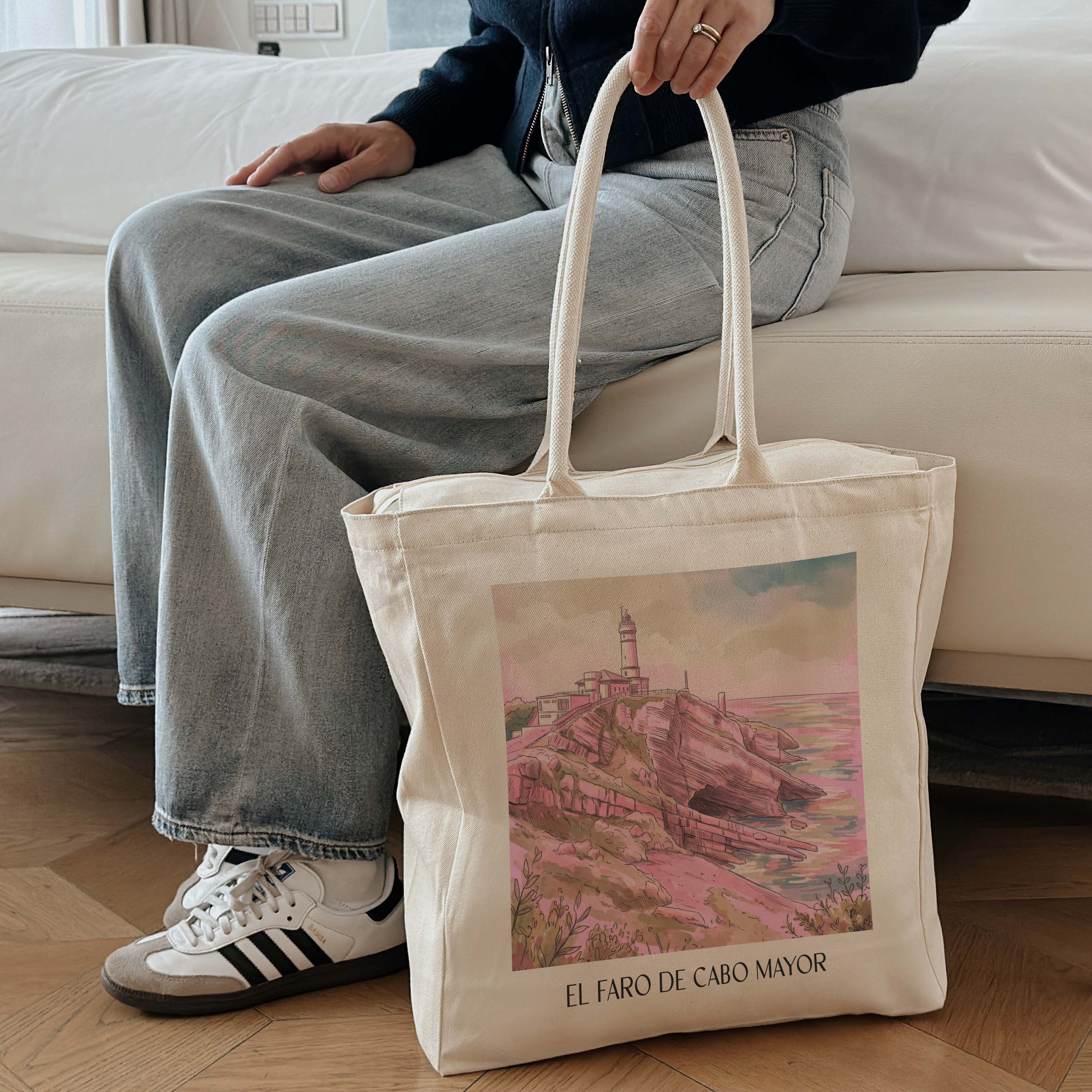 el-faro-de-cabo-mayor-santander-spanien-einkaufstasche-aquarell-pink-rosa
