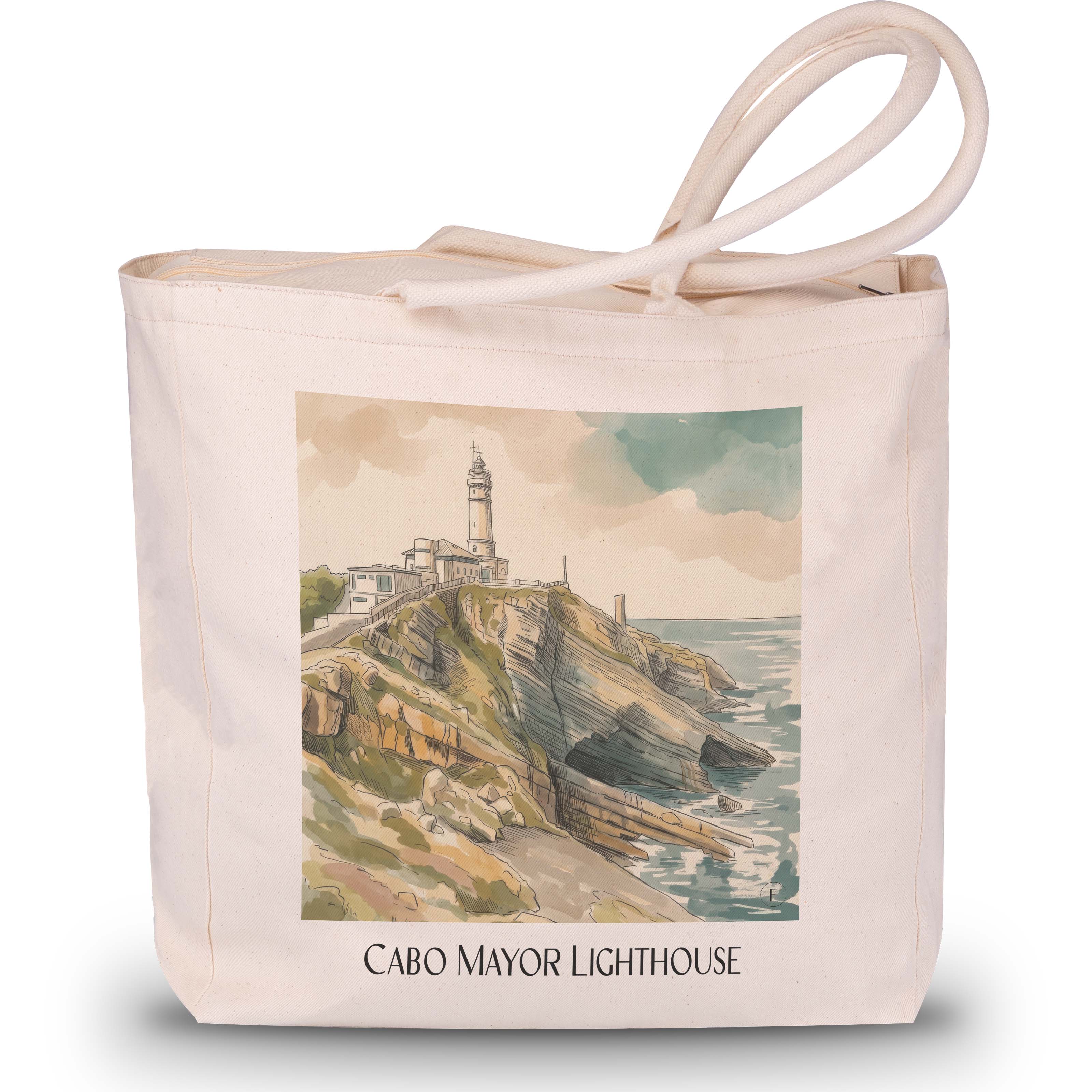 El Faro de Cabo Mayor Shopping Tasche - Santander - Spanien Tote Bag - Einkaufstasche im Aquarell Stil - favplace