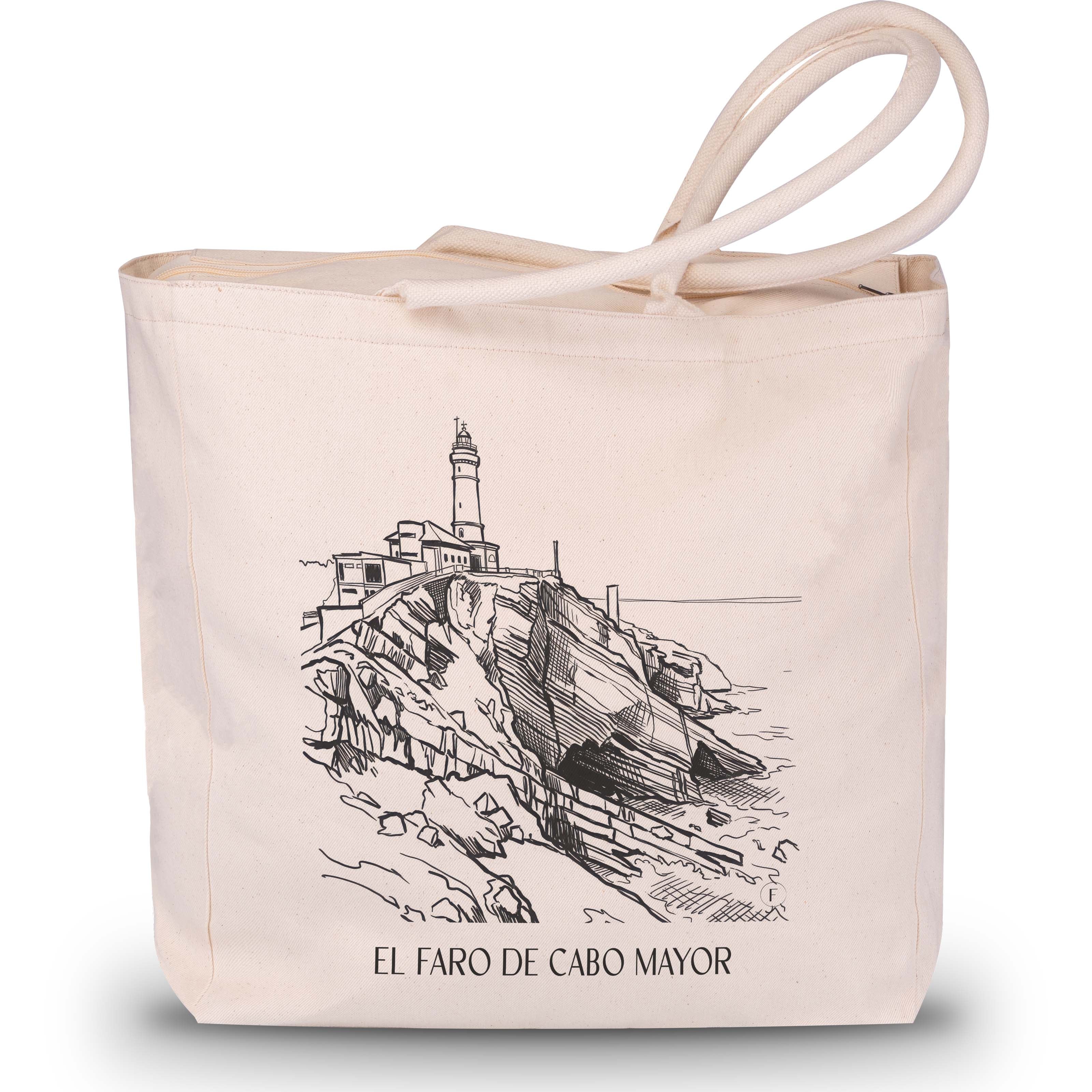 el-faro-de-cabo-mayor-santander-spanien-einkaufstasche-skizze