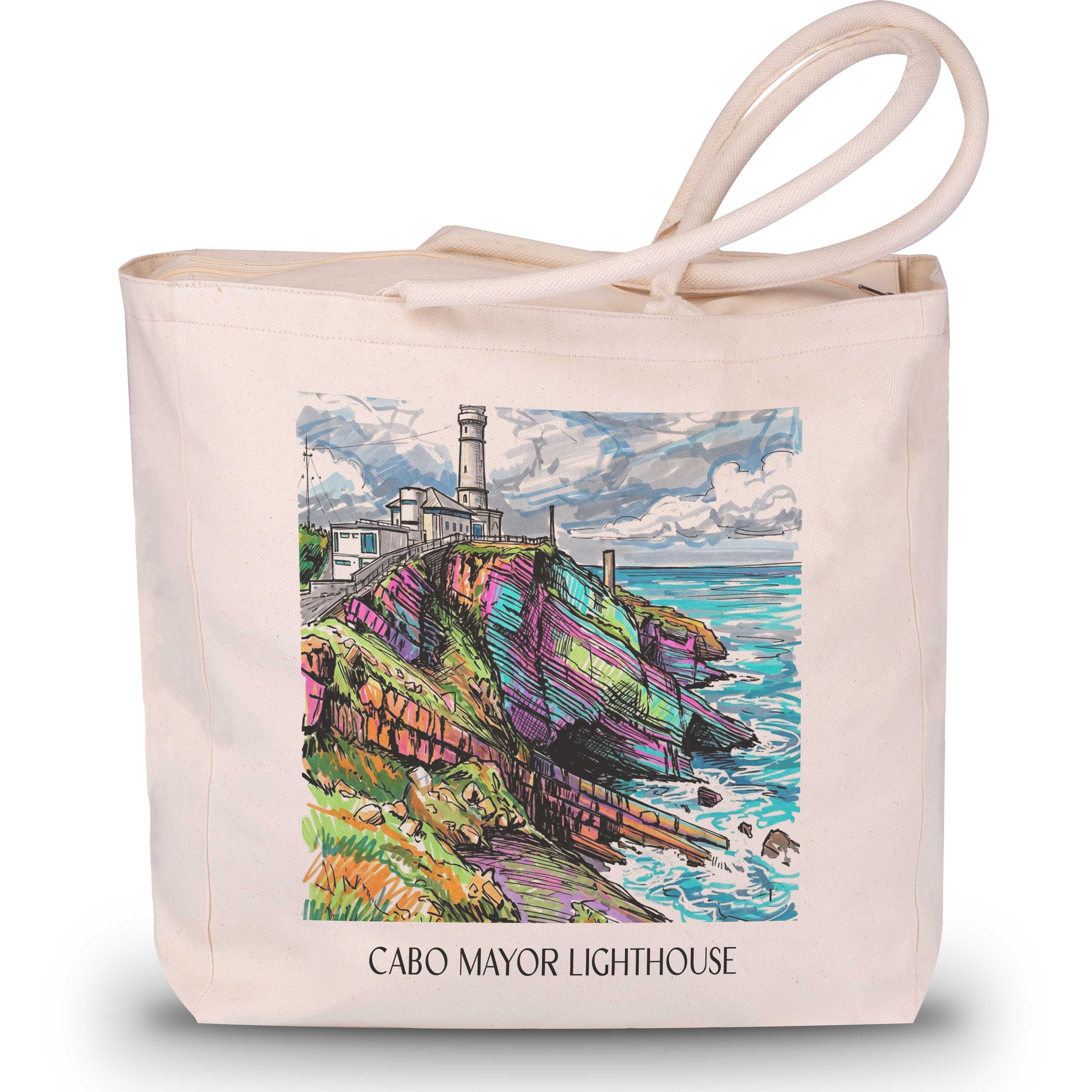 El Faro de Cabo Mayor Shopping Tasche - Santander - Spanien Tote Bag - Einkaufstasche im Tag Graffiti Stil - favplace