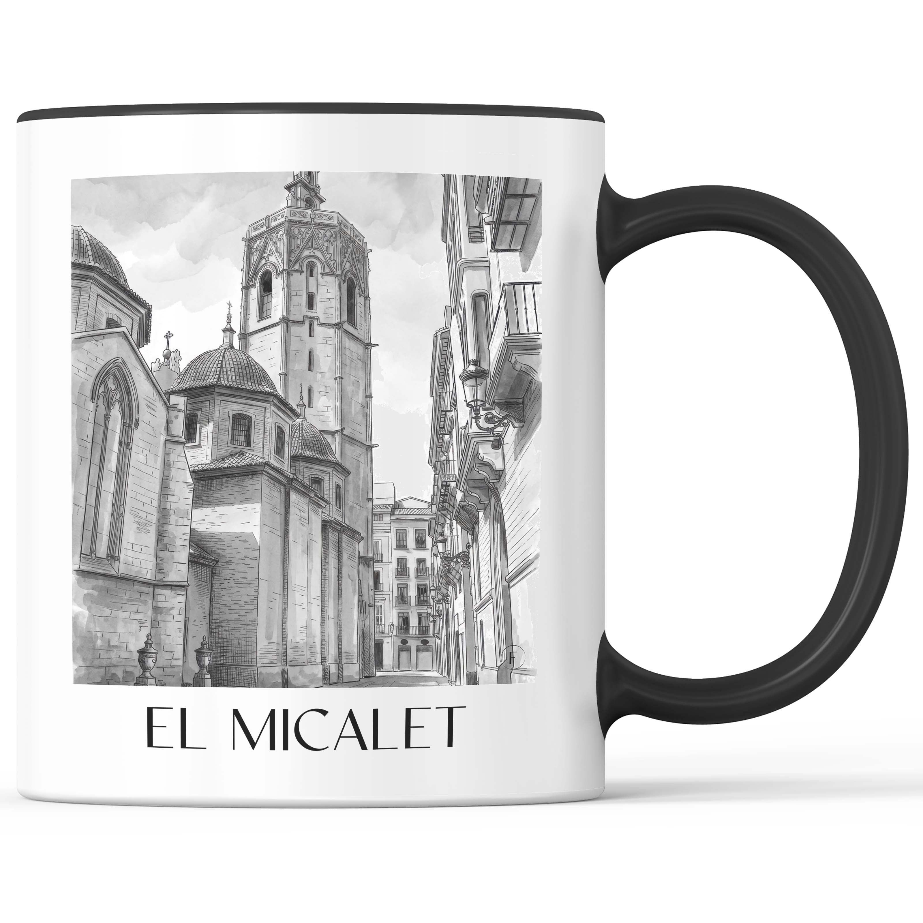 el-micalet-valencia-spanien-kaffeebecher-aquarell-schwarz-weiss