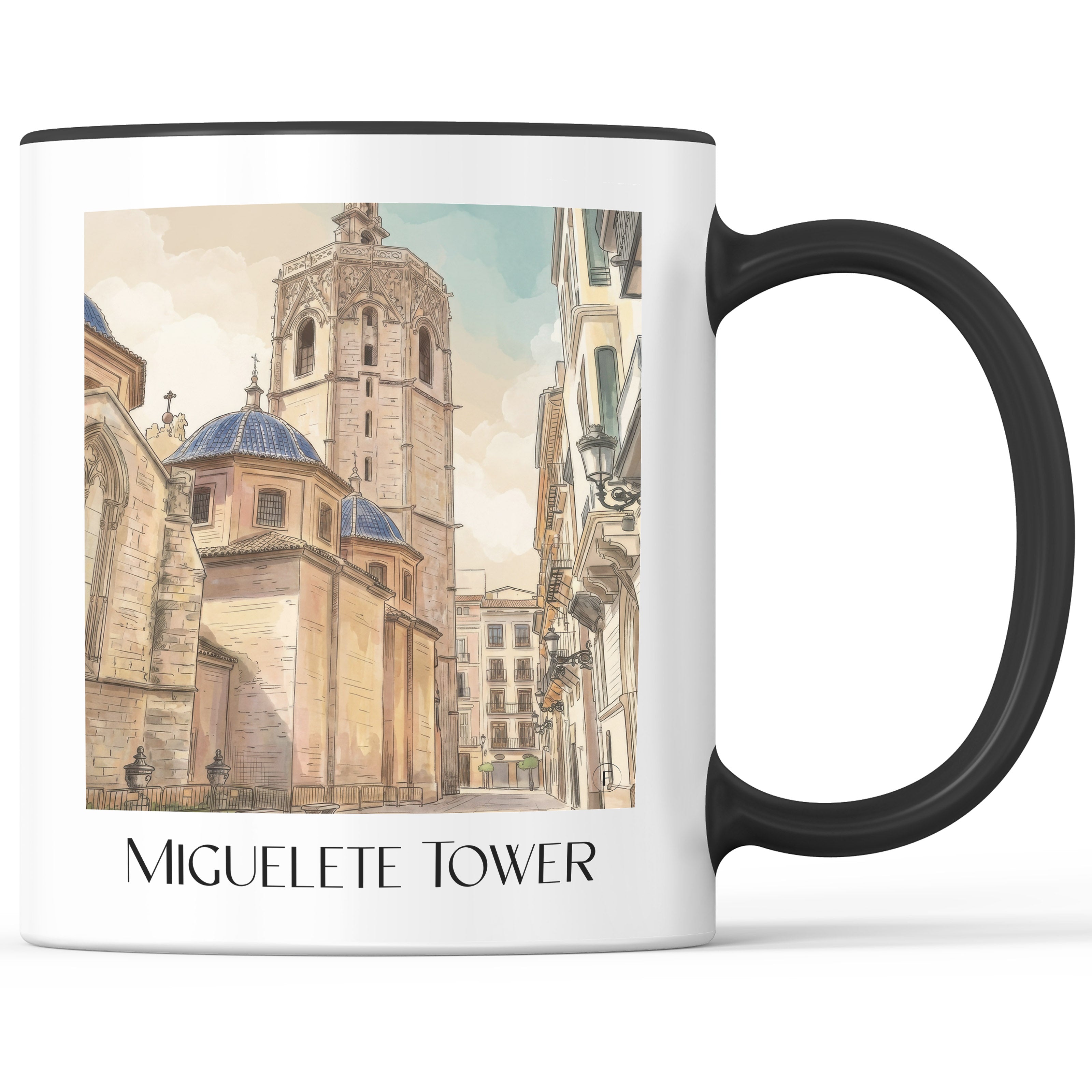 El Micalet Kaffeebecher - Valencia - Spanien Becher - Kaffeetasse im Aquarell Stil - favplace