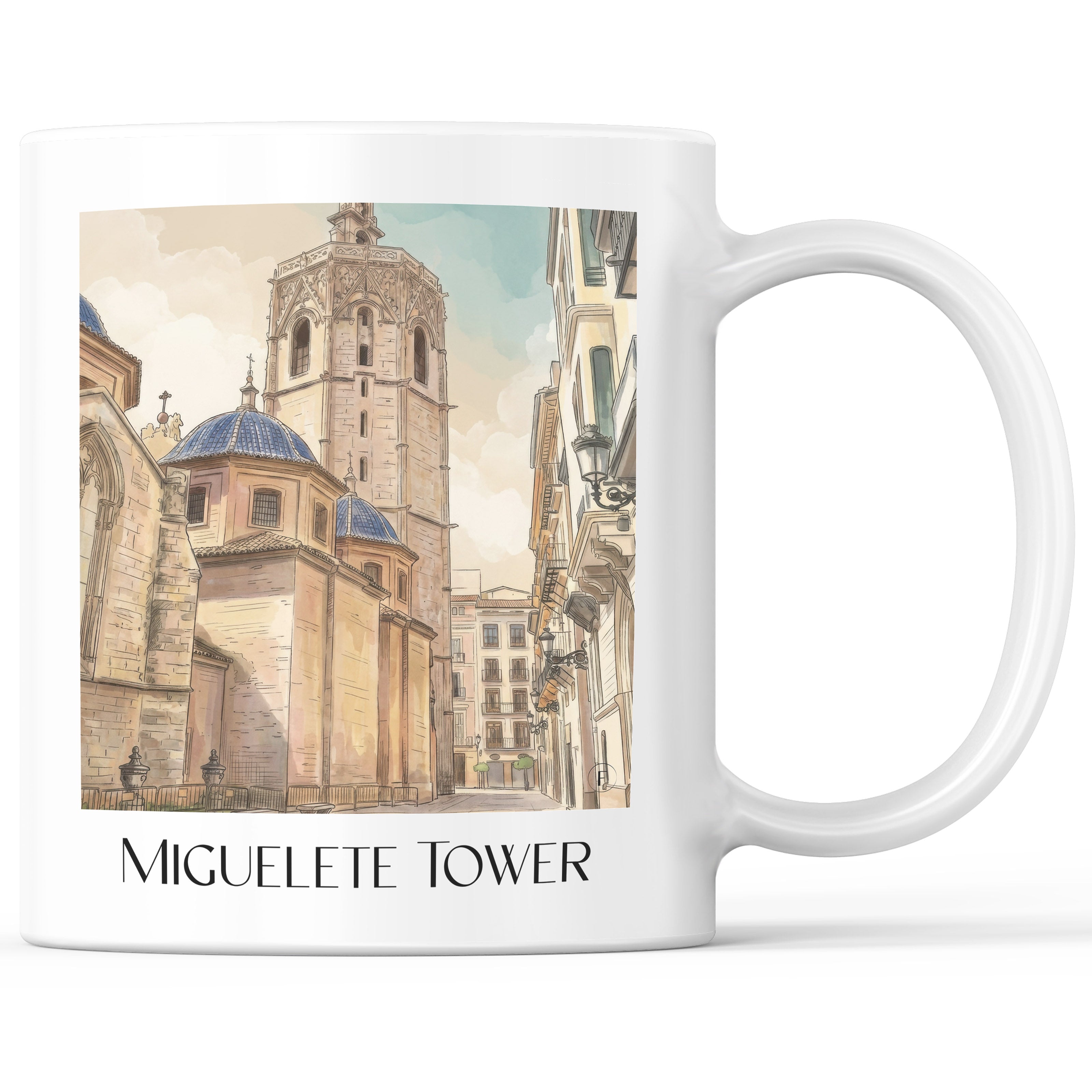 El Micalet Kaffeebecher - Valencia - Spanien Becher - Kaffeetasse im Aquarell Stil - favplace