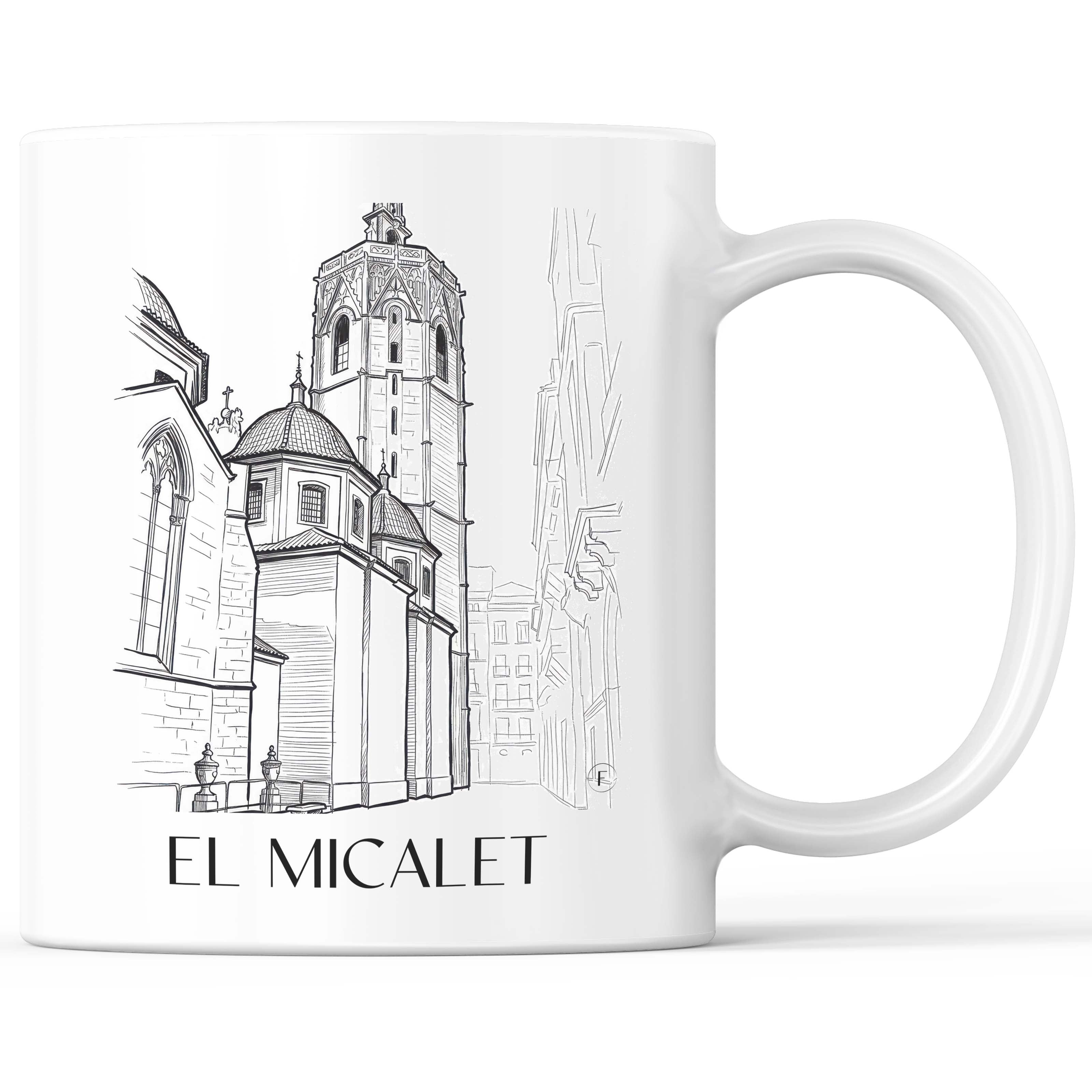 El Micalet Kaffeebecher - Valencia - Spanien Becher - Kaffeetasse im Skizze Stil - favplace