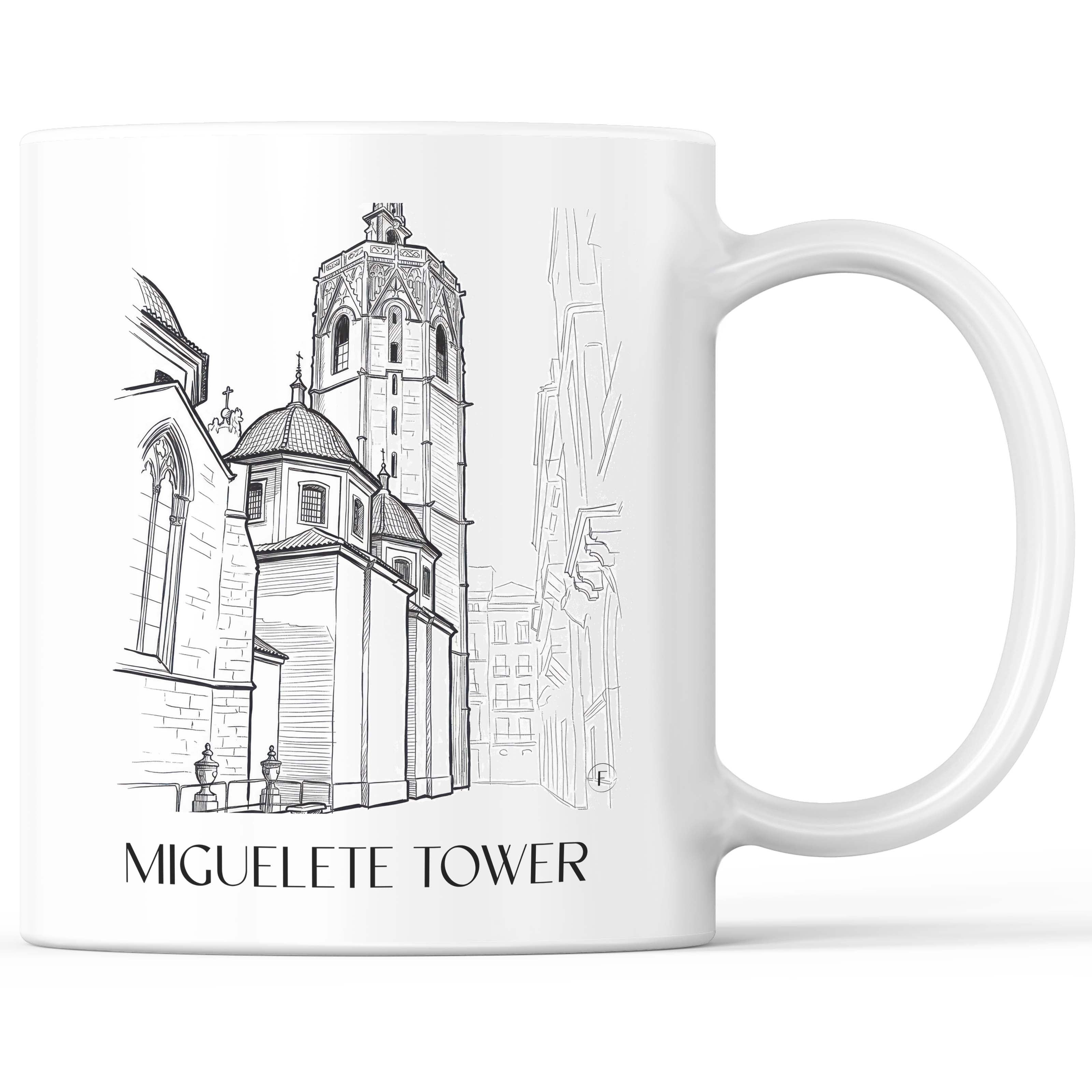 El Micalet Kaffeebecher - Valencia - Spanien Becher - Kaffeetasse im Skizze Stil - favplace