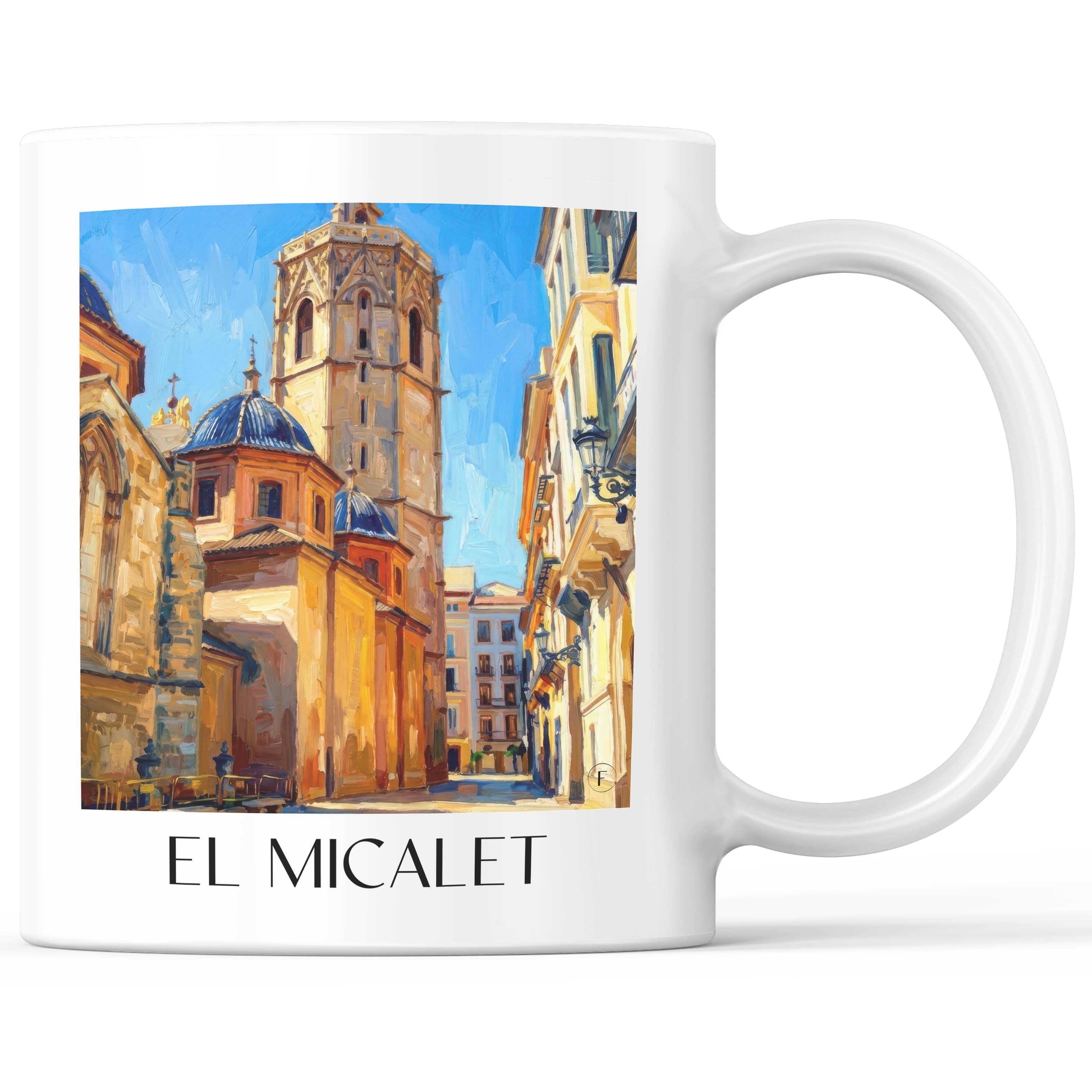 El Micalet Kaffeebecher - Valencia - Spanien Becher - Kaffeetasse im Ölgemälde Stil - favplace