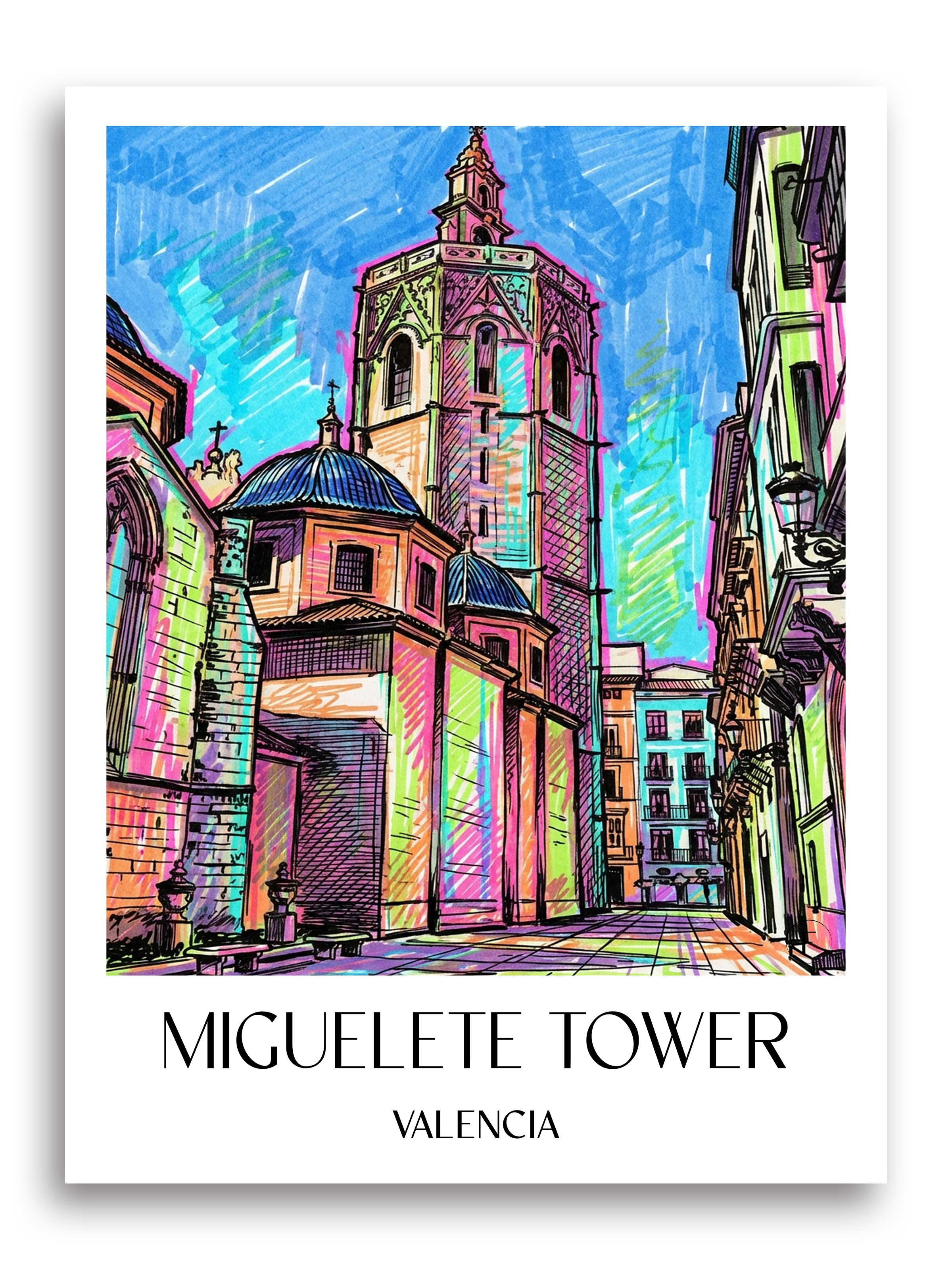 El Micalet Poster - Valencia - Spanien Kunstdruck - Tag Graffiti von A4 bis A1 - favplace