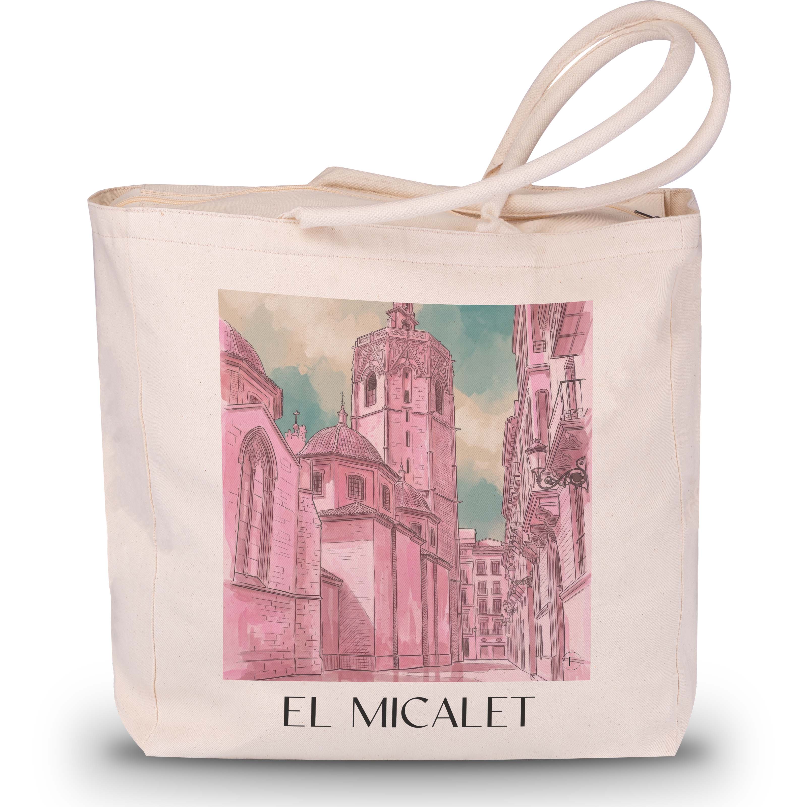 el-micalet-valencia-spanien-einkaufstasche-aquarell-pink-rosa