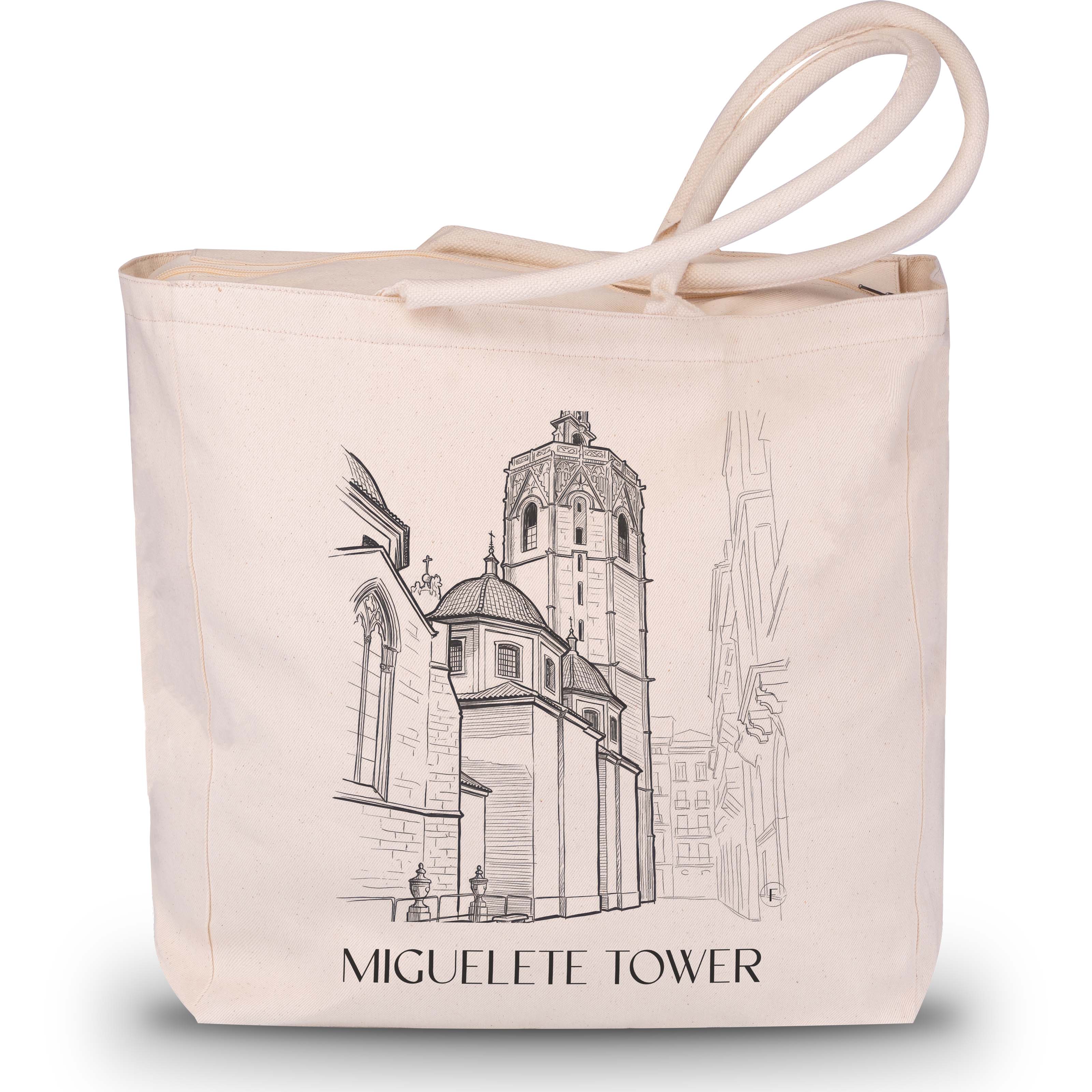 El Micalet Shopping Tasche - Valencia - Spanien Tote Bag - Einkaufstasche im Skizze Stil - favplace
