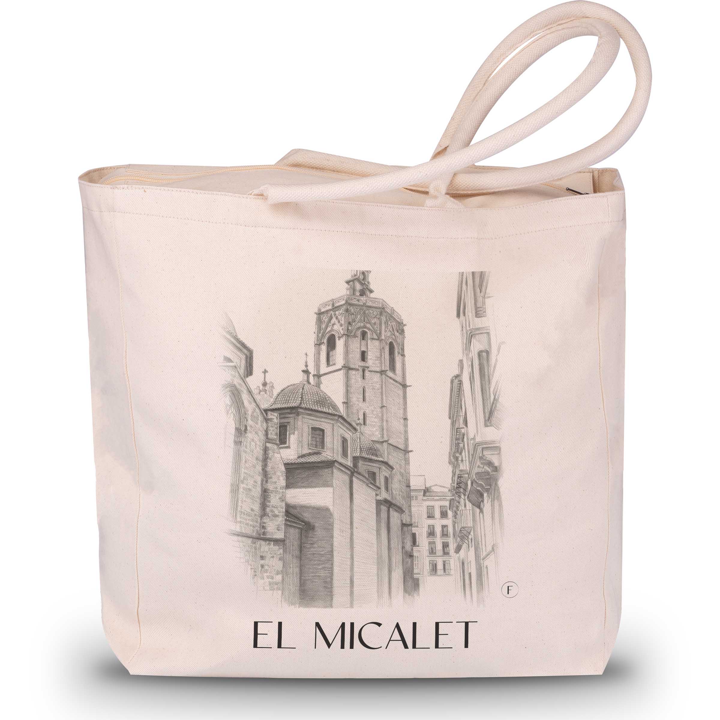 El Micalet Shopping Tasche - Valencia - Spanien Tote Bag - Einkaufstasche im Zeichnung Stil