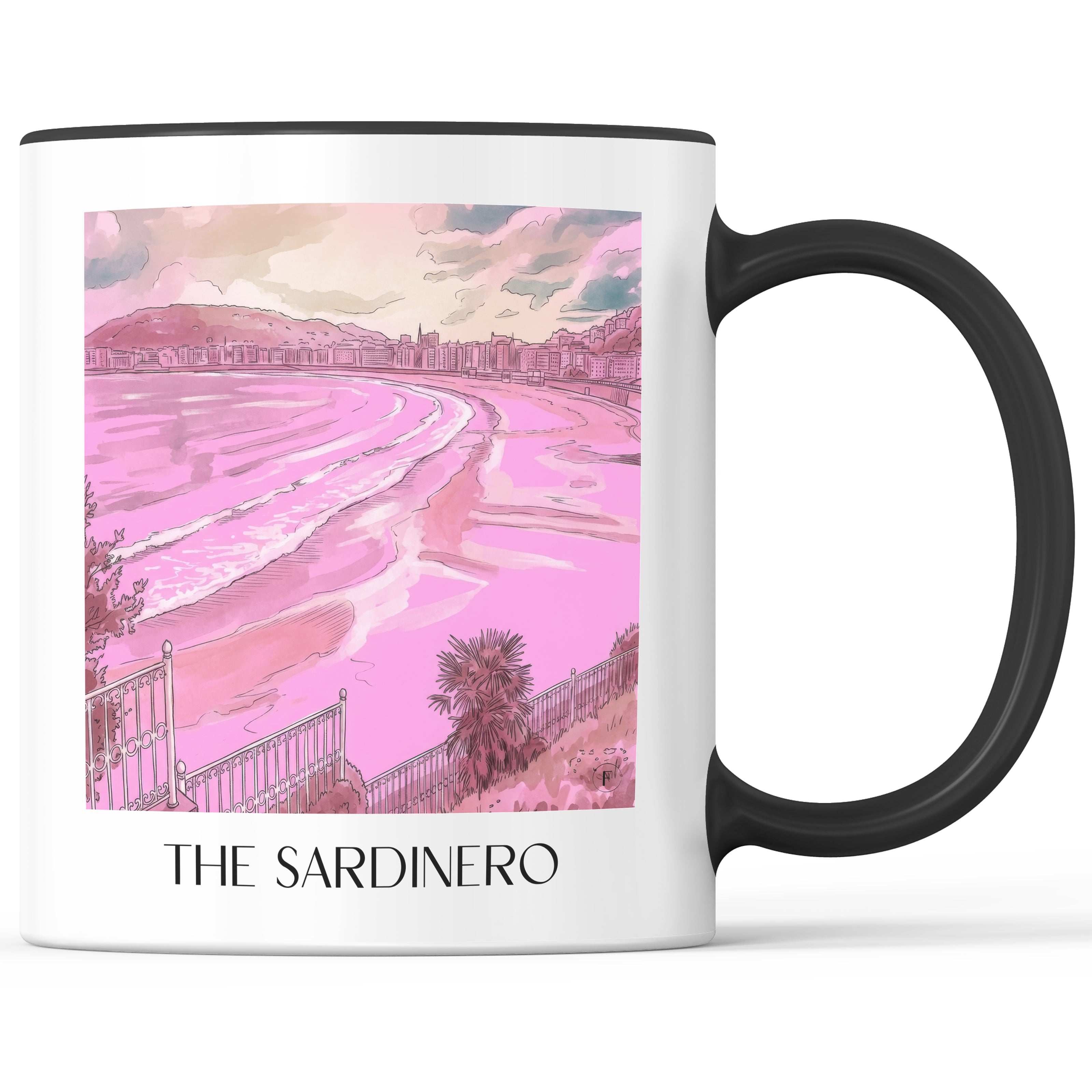El Sardinero Kaffeebecher - Santander - Spanien Becher - Kaffeetasse im Aquarell Pink Stil - favplace