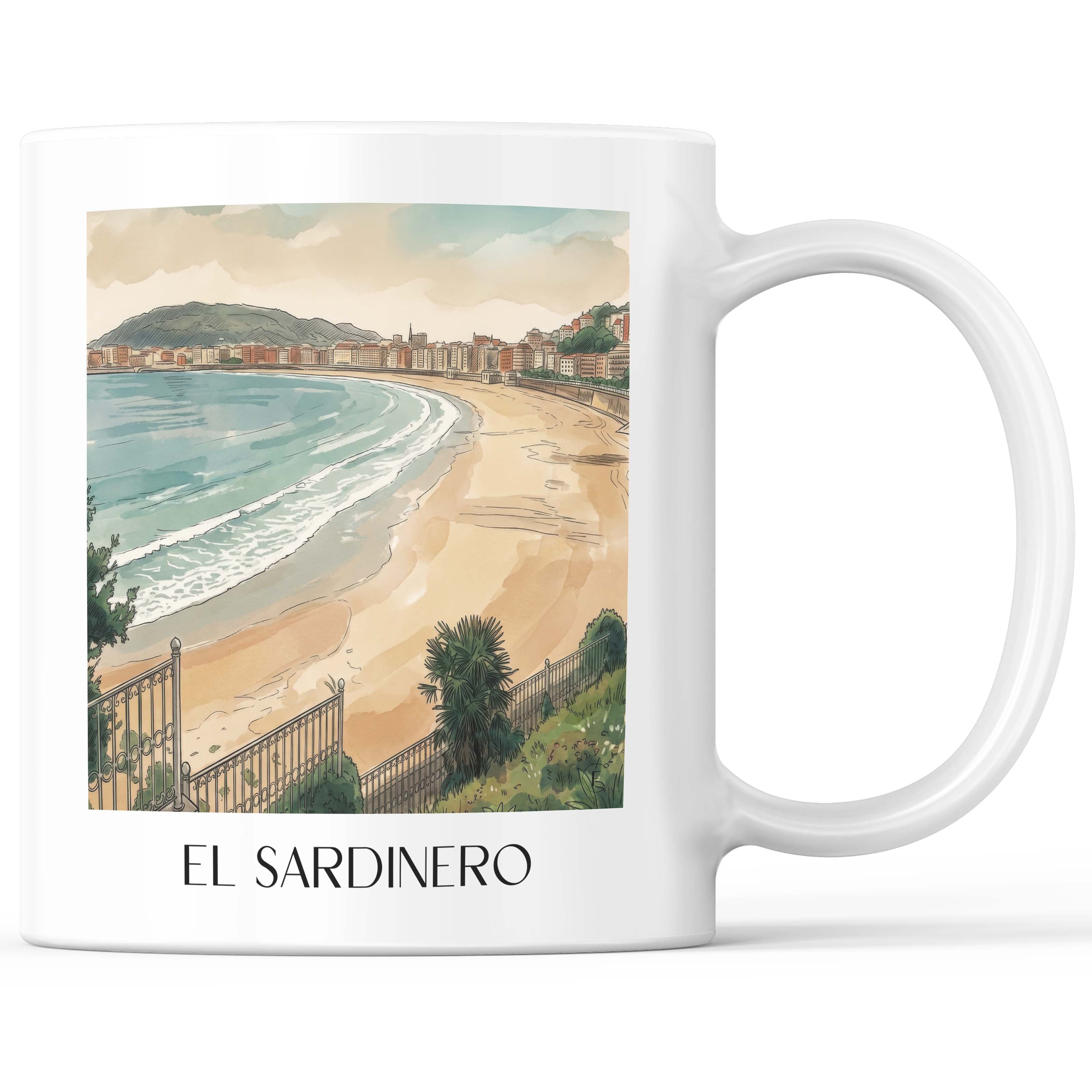 El Sardinero Kaffeebecher - Santander - Spanien Becher - Kaffeetasse im Aquarell Stil - favplace