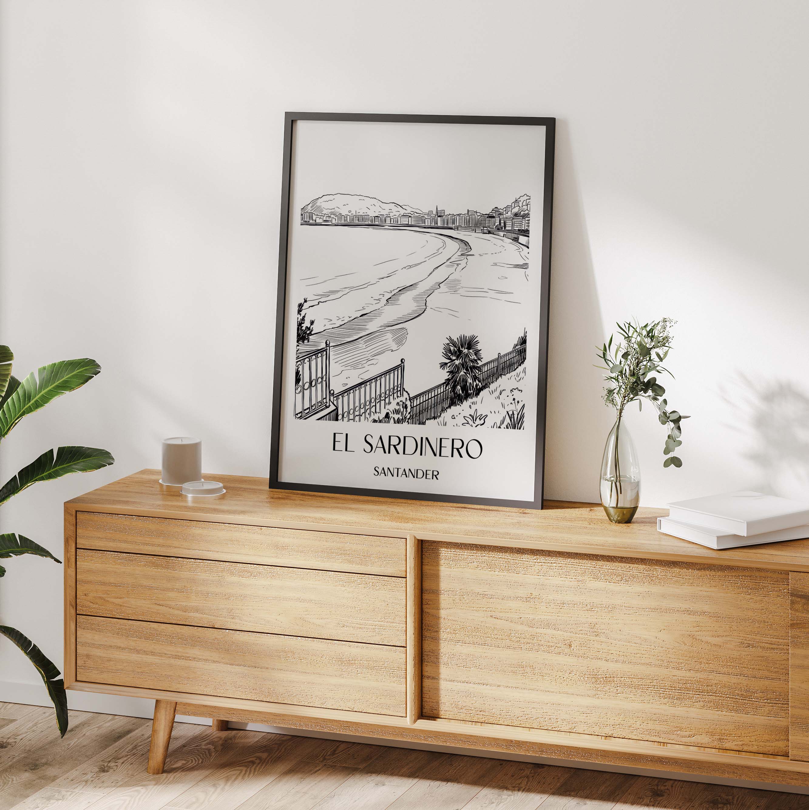 el-sardinero-santander-spanien-poster-skizze