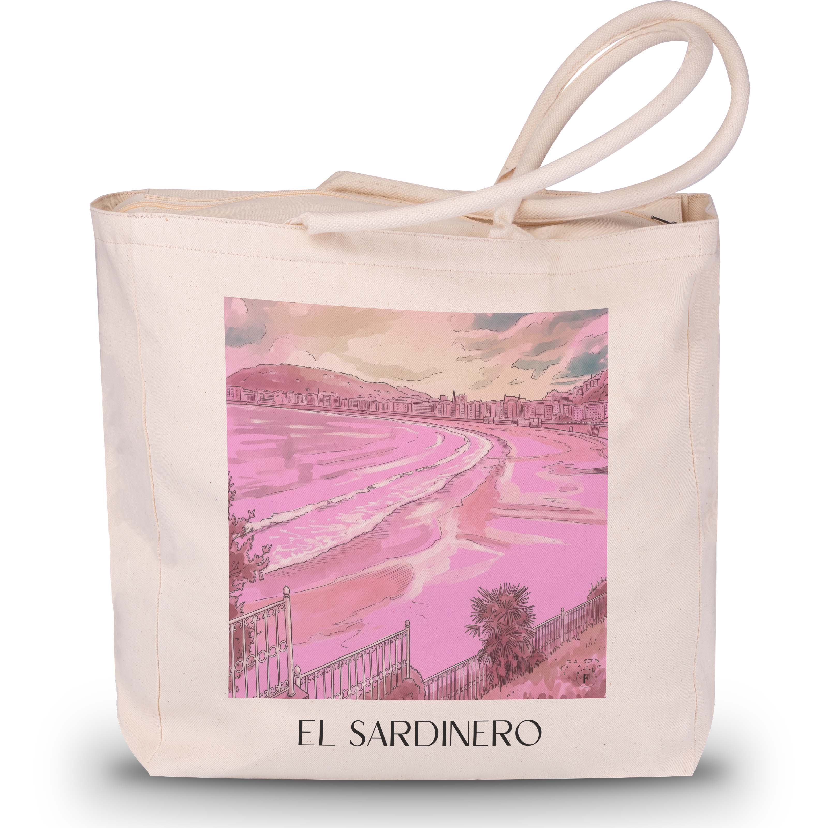 el-sardinero-santander-spanien-einkaufstasche-aquarell-pink-rosa