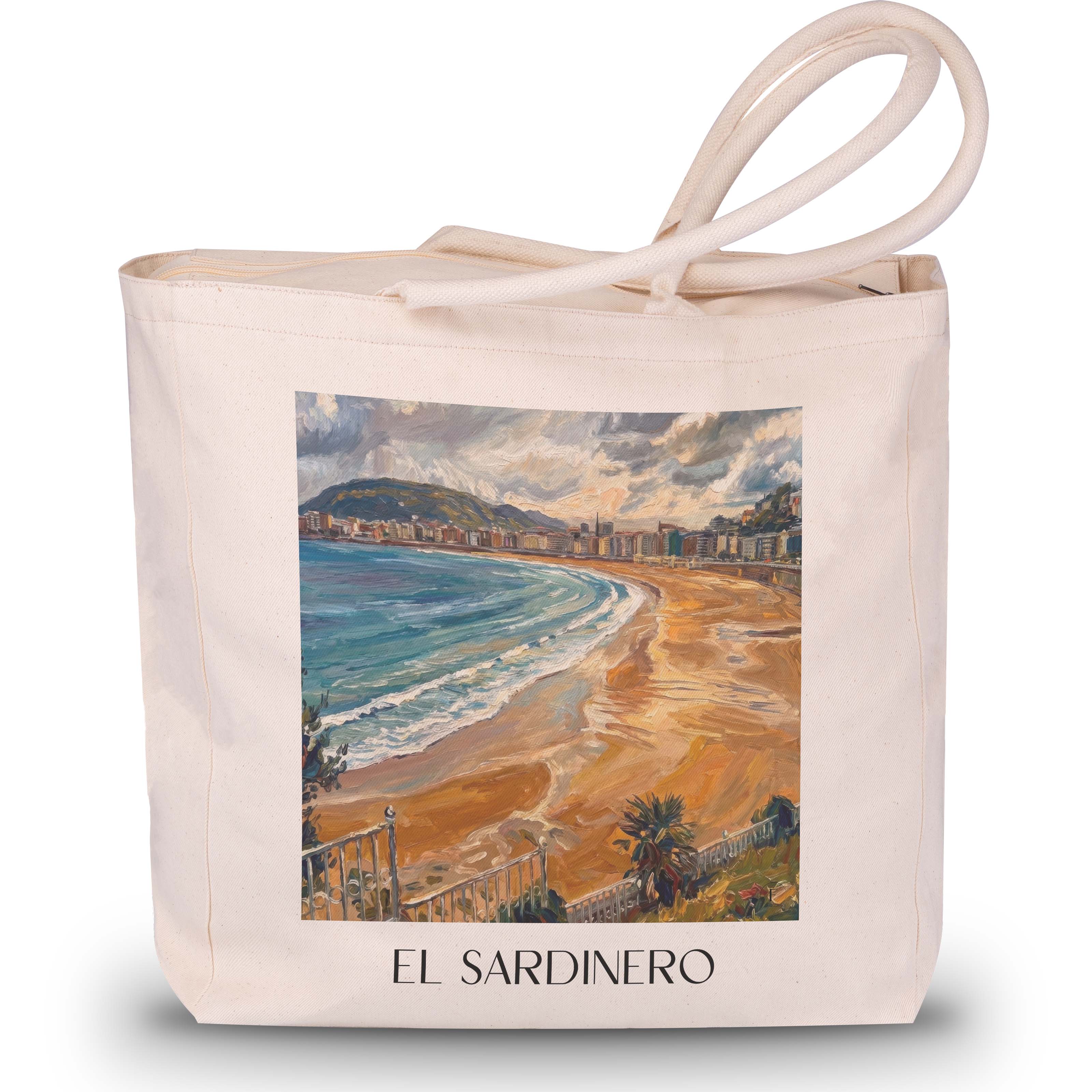 el-sardinero-santander-spanien-einkaufstasche-oil-painting-oelgemaelde
