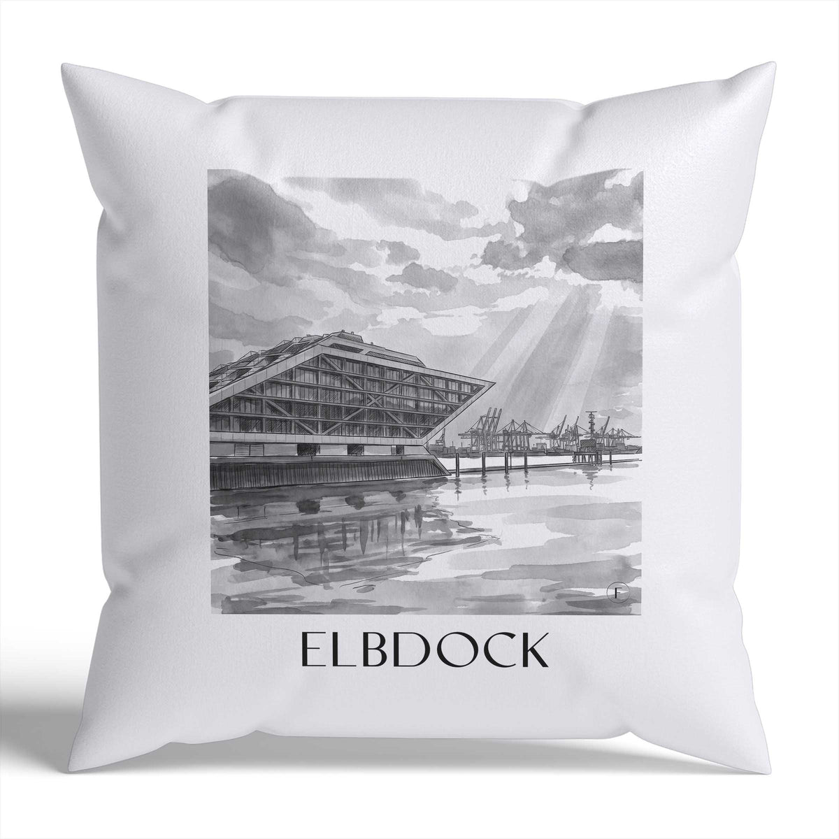 elbdock-hamburg-deutschland-kissenbezug-aquarell-schwarz-weiss