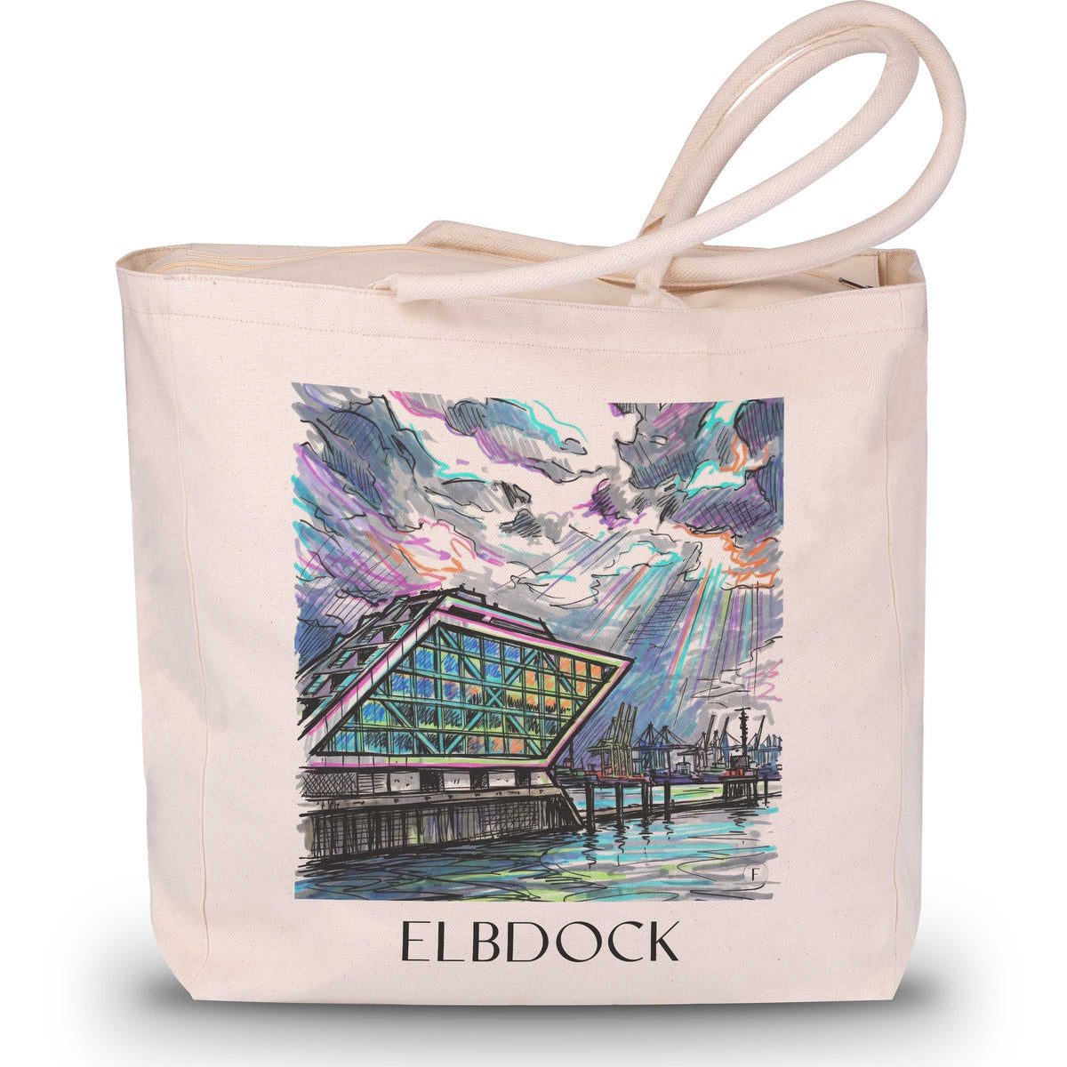 Elbdock Shopping Tasche - Hamburg - Deutschland Tote Bag - Einkaufstasche im Tag Graffiti Stil - favplace