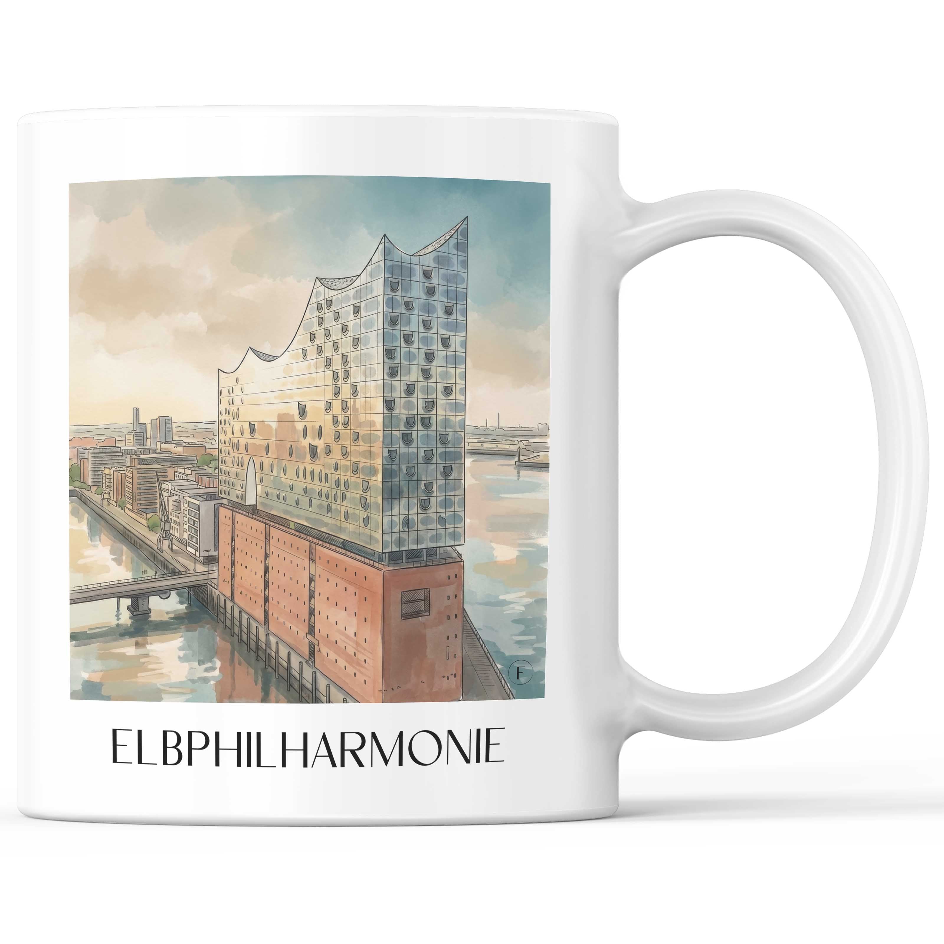 Elbphilharmonie Kaffeebecher - Hamburg - Deutschland Becher - Kaffeetasse im Aquarell Stil - favplace