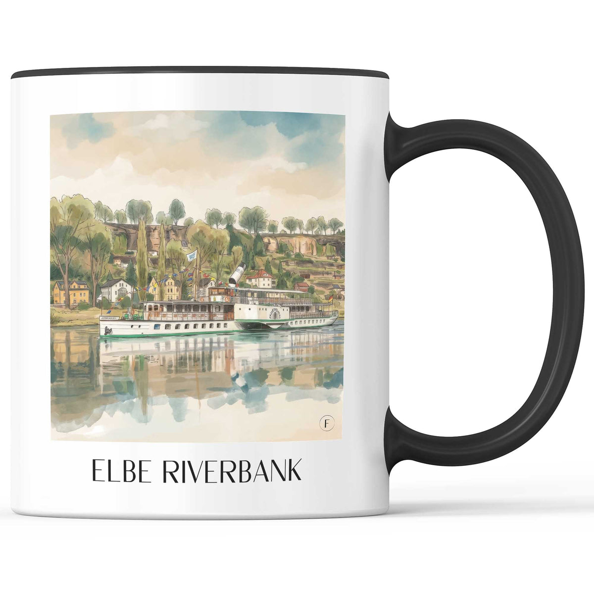 Elbufer Kaffeebecher - Pirna - Deutschland Becher - Kaffeetasse im Aquarell Stil - favplace