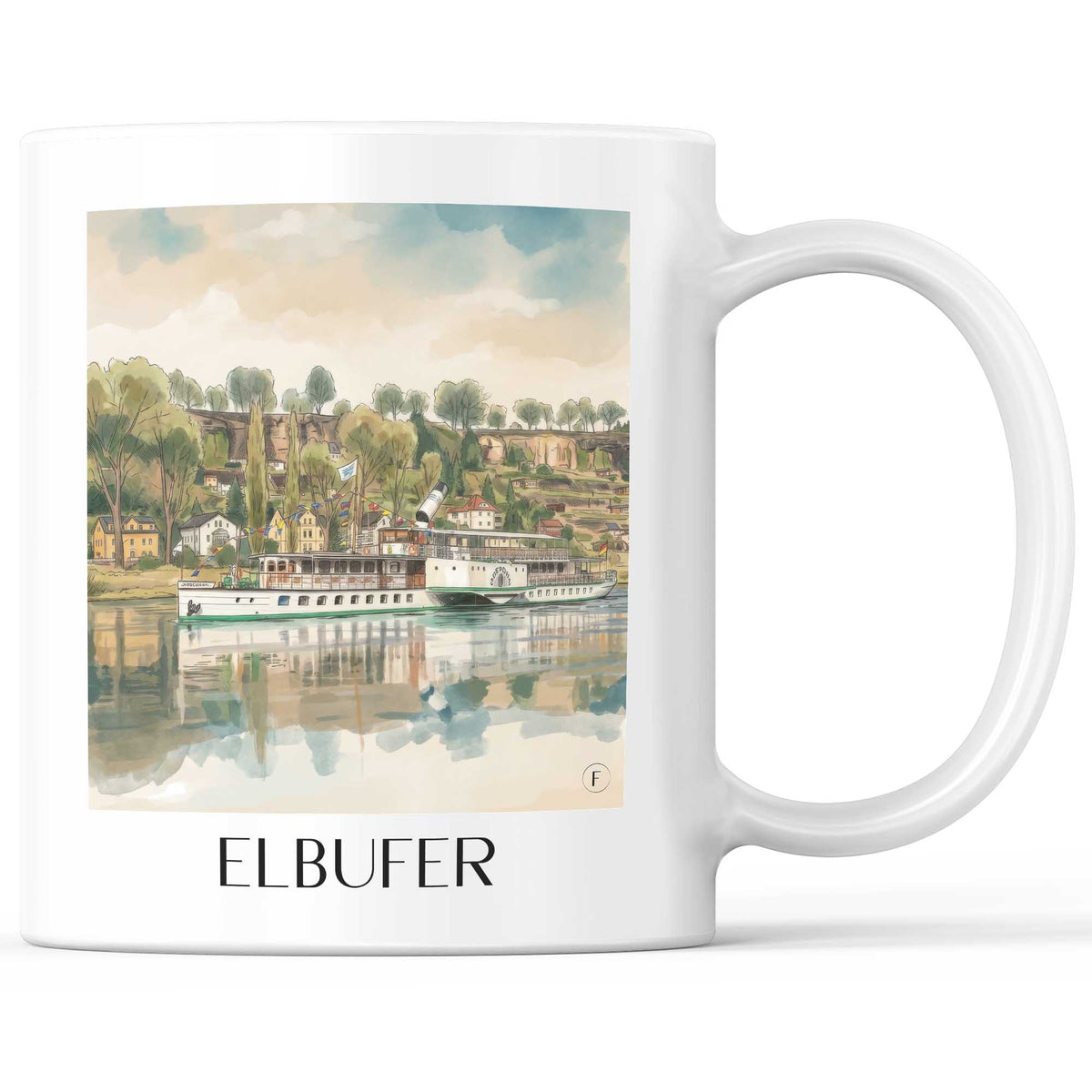 Elbufer Kaffeebecher - Pirna - Deutschland Becher - Kaffeetasse im Aquarell Stil - favplace