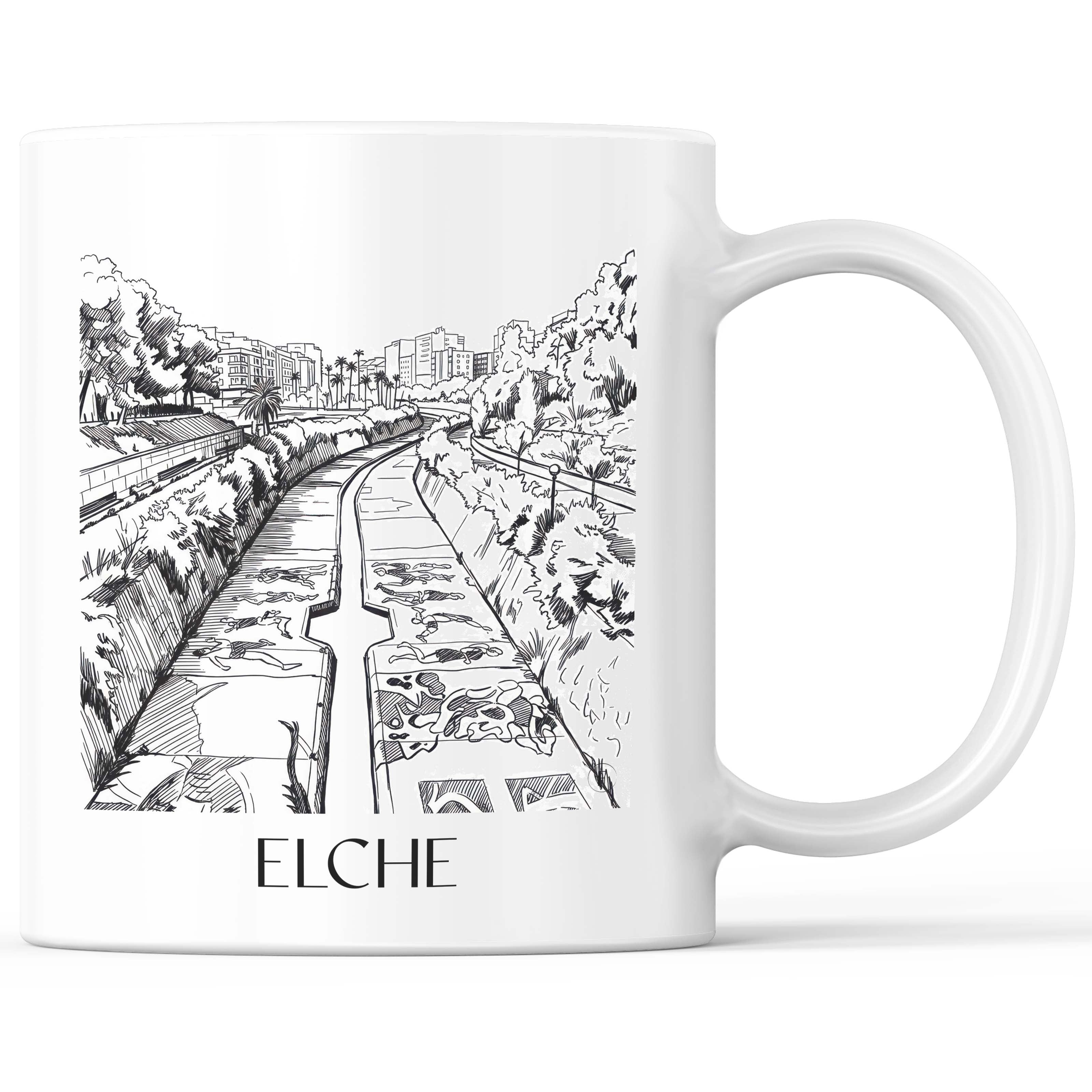 Elche Kaffeebecher - Spanien - Spanien und Spanien Becher - Kaffeetasse im Skizze Stil - favplace