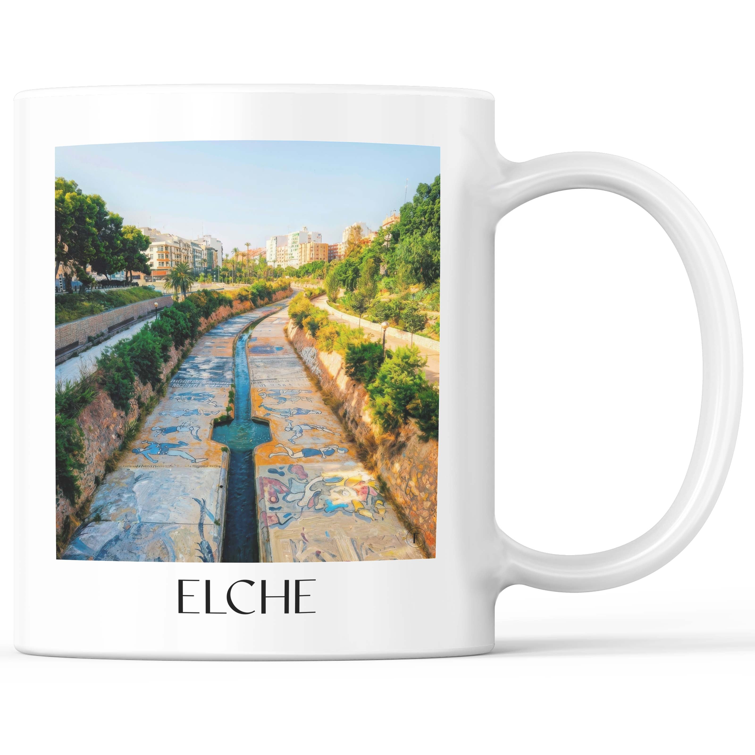 Elche Kaffeebecher - Spanien - Spanien und Spanien Becher - Kaffeetasse im Ölgemälde Stil - favplace