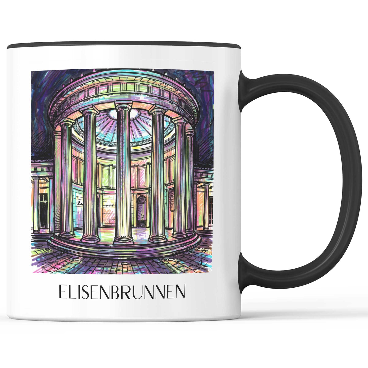 Elisenbrunnen Kaffeebecher - Aachen - Deutschland Becher - Kaffeetasse im Tag Graffiti Stil - favplace