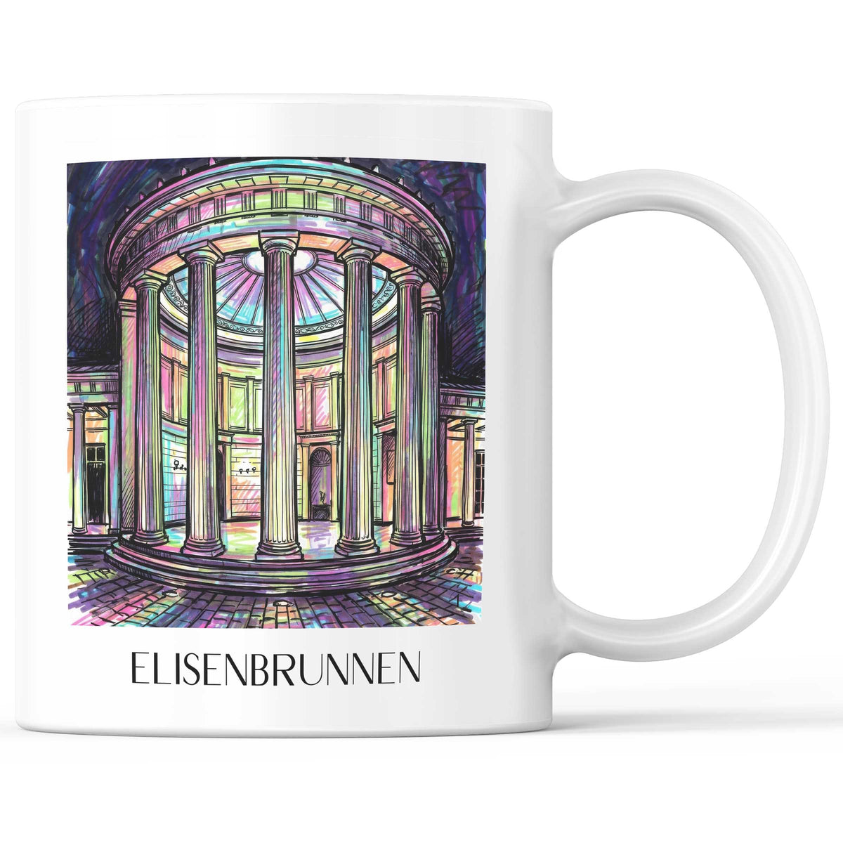 Elisenbrunnen Kaffeebecher - Aachen - Deutschland Becher - Kaffeetasse im Tag Graffiti Stil - favplace