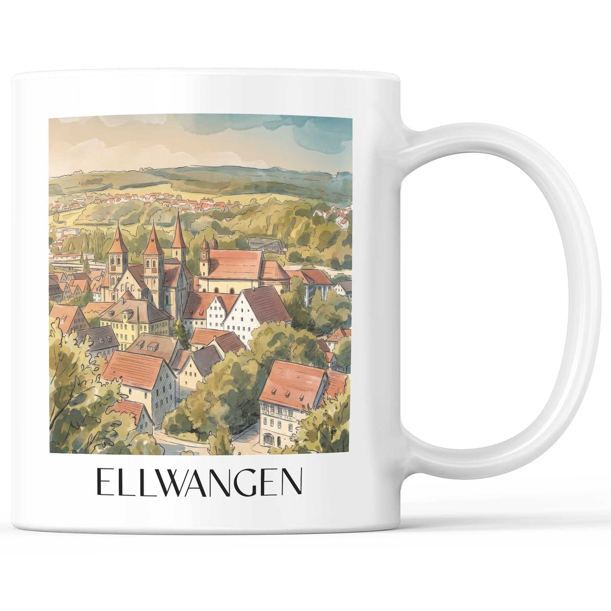 Ellwangen Kaffeebecher - Ostwürttemberg - Deutschland Becher - Kaffeetasse im Aquarell Stil - favplace