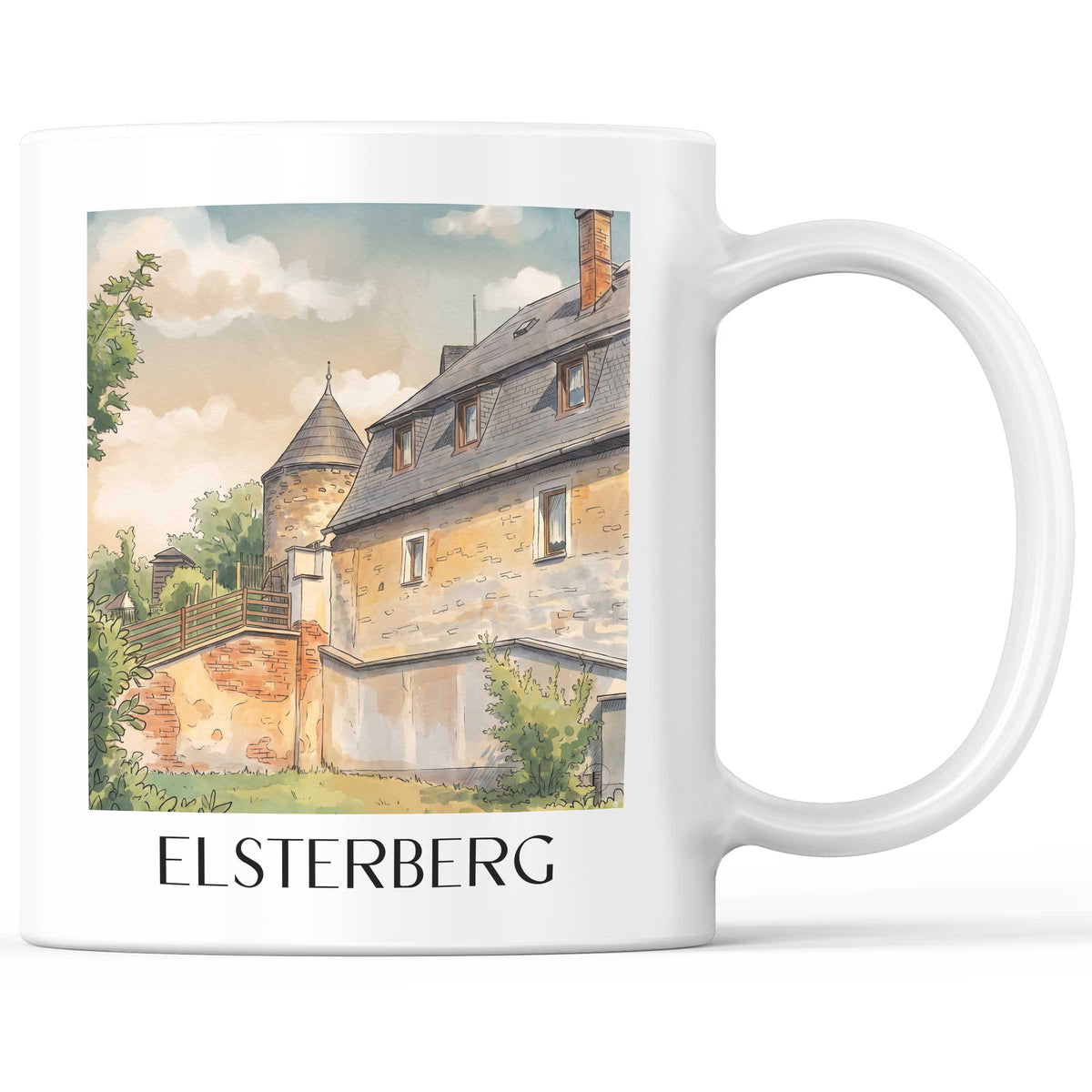 Elsterberg Kaffeebecher - Vogtland - Deutschland Becher - Kaffeetasse im Aquarell Stil