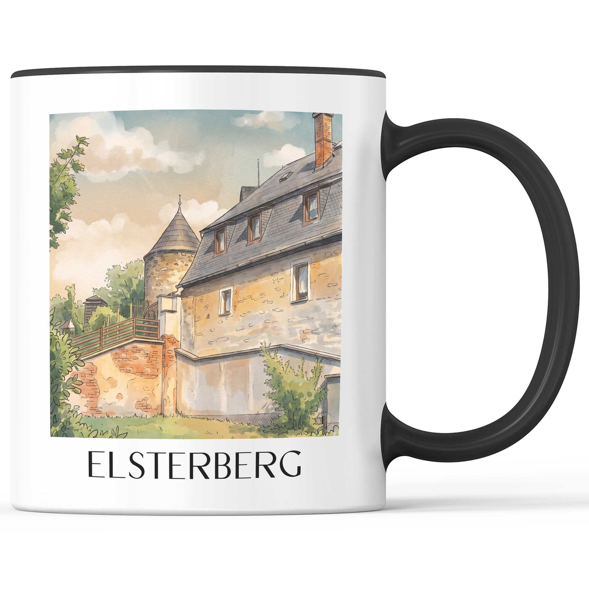 Elsterberg Kaffeebecher - Vogtland - Deutschland Becher - Kaffeetasse im Aquarell Stil
