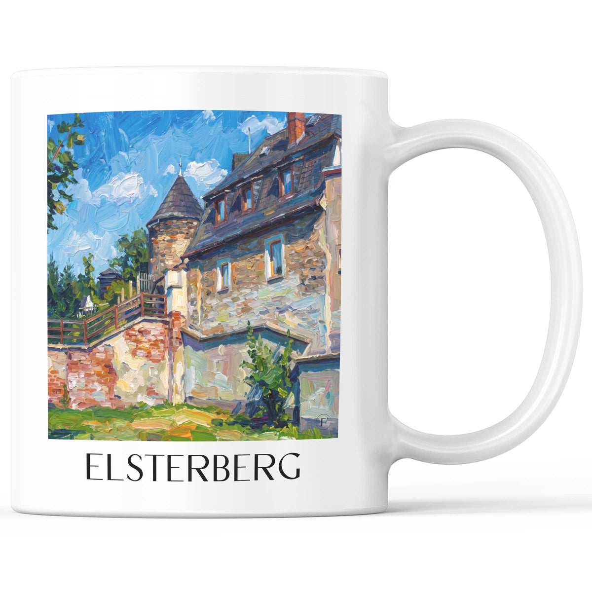 Elsterberg Kaffeebecher - Vogtland - Deutschland Becher - Kaffeetasse im Ölgemälde Stil - favplace