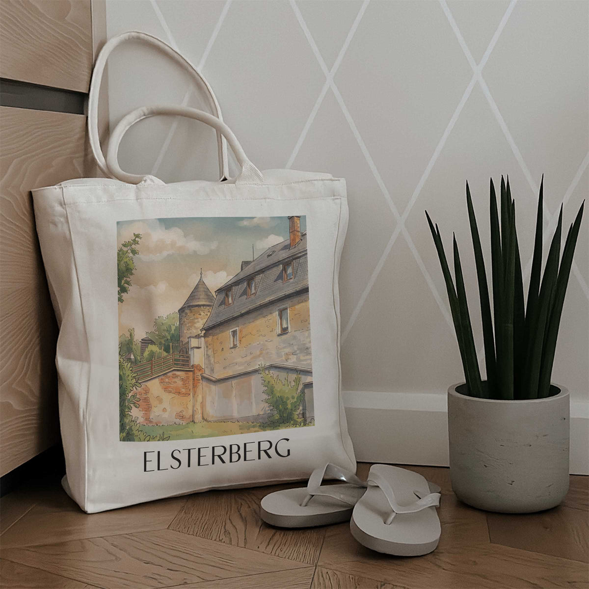 elsterberg-vogtland-deutschland-einkaufstasche-aquarell