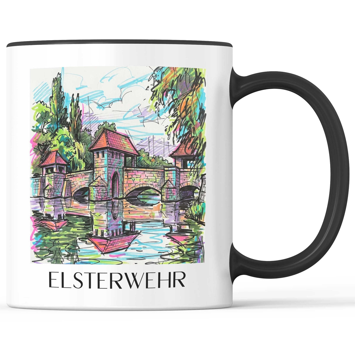 Elsterwehr Kaffeebecher - Leipzig - Deutschland Becher - Kaffeetasse im Tag Graffiti Stil - favplace
