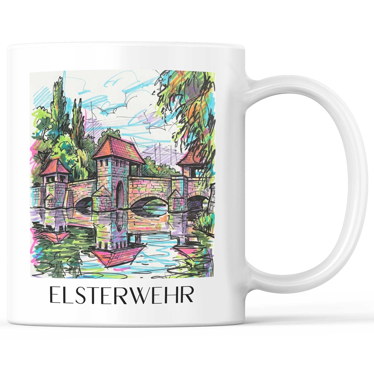 Elsterwehr Kaffeebecher - Leipzig - Deutschland Becher - Kaffeetasse im Tag Graffiti Stil - favplace