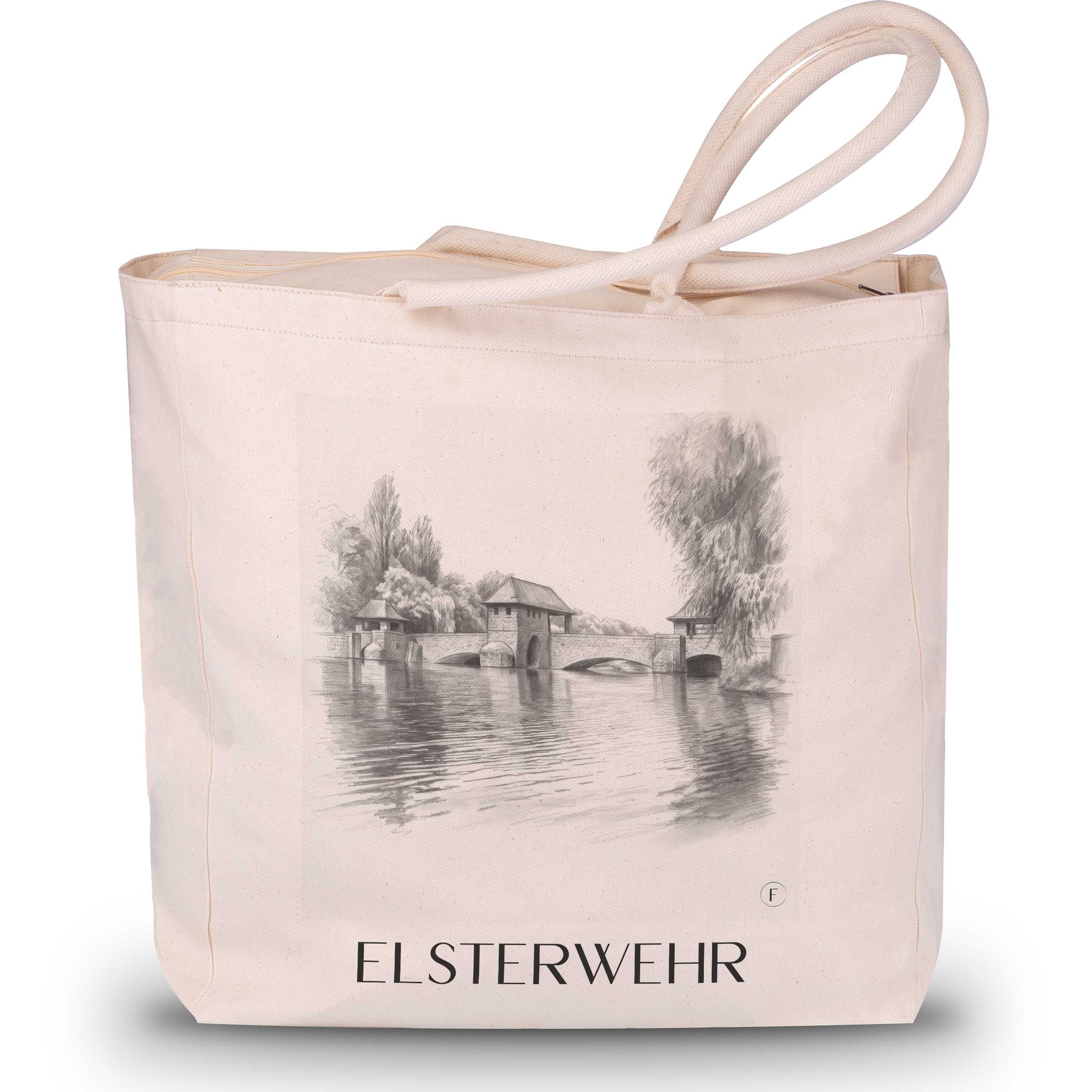 Elsterwehr Shopping Tasche - Leipzig - Deutschland Tote Bag - Einkaufstasche im Zeichnung Stil